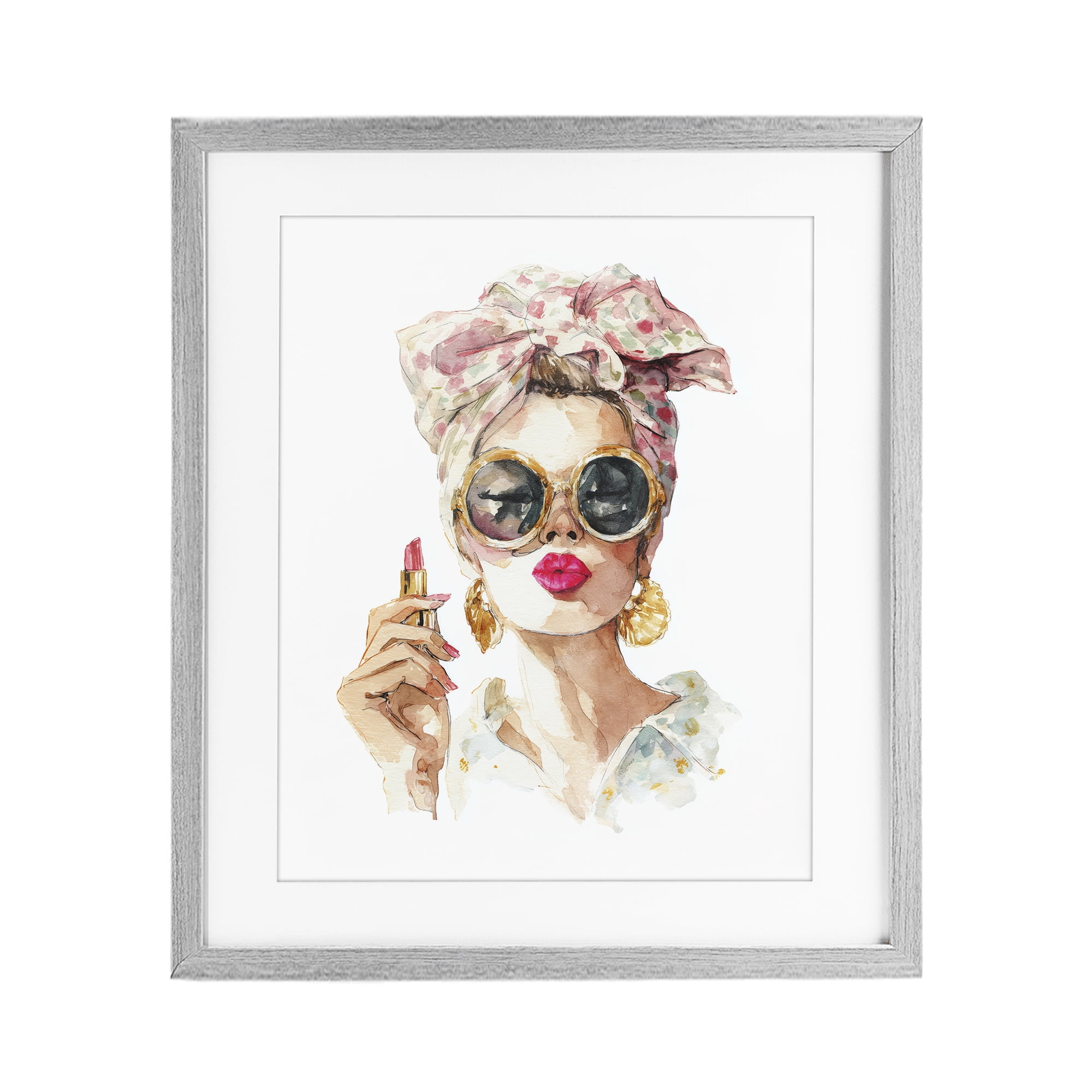 Stupell Industries Feminine Lipstick Spell Gray Framed Print Under Glass, design by Svetlana Aleynikova