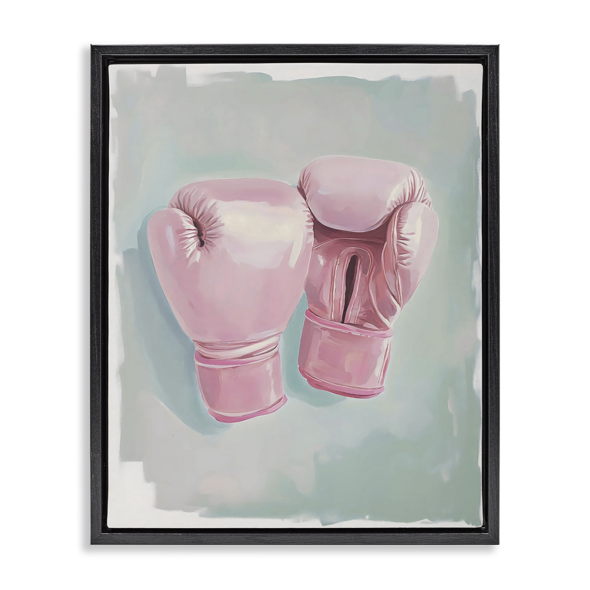 Stupell Industries Feminine Pink Boxing Gloves Black Framed Floater Canvas Wall Art, design by The Prints Vibe