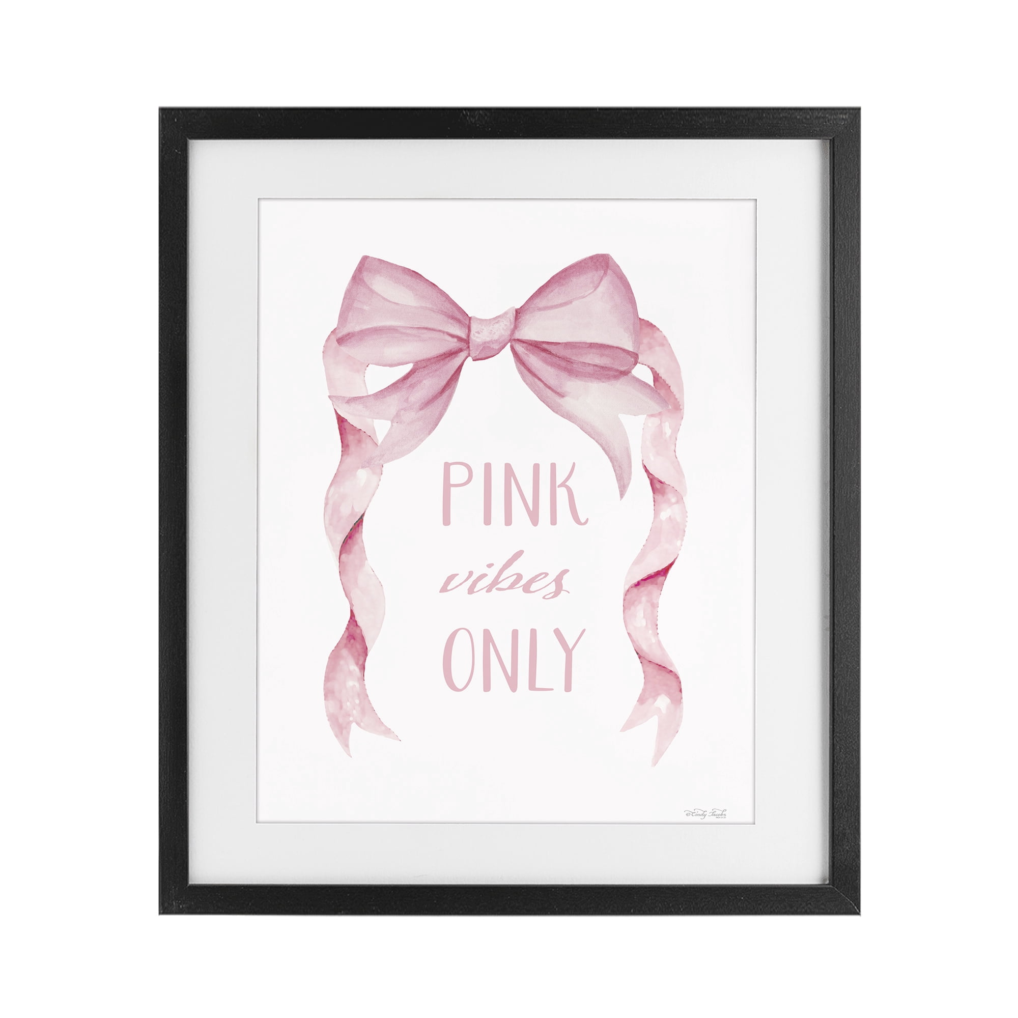 Stupell Industries Feminine Pink Vibes Only Black Framed Print Under Glass, design by Cindy Jacobs