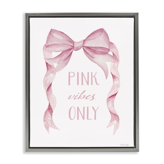 Stupell Industries Glam Feminine Pink Vibes Only Gray Floating Frame Canvas Art, 17 x 21, by Cindy Jacobs