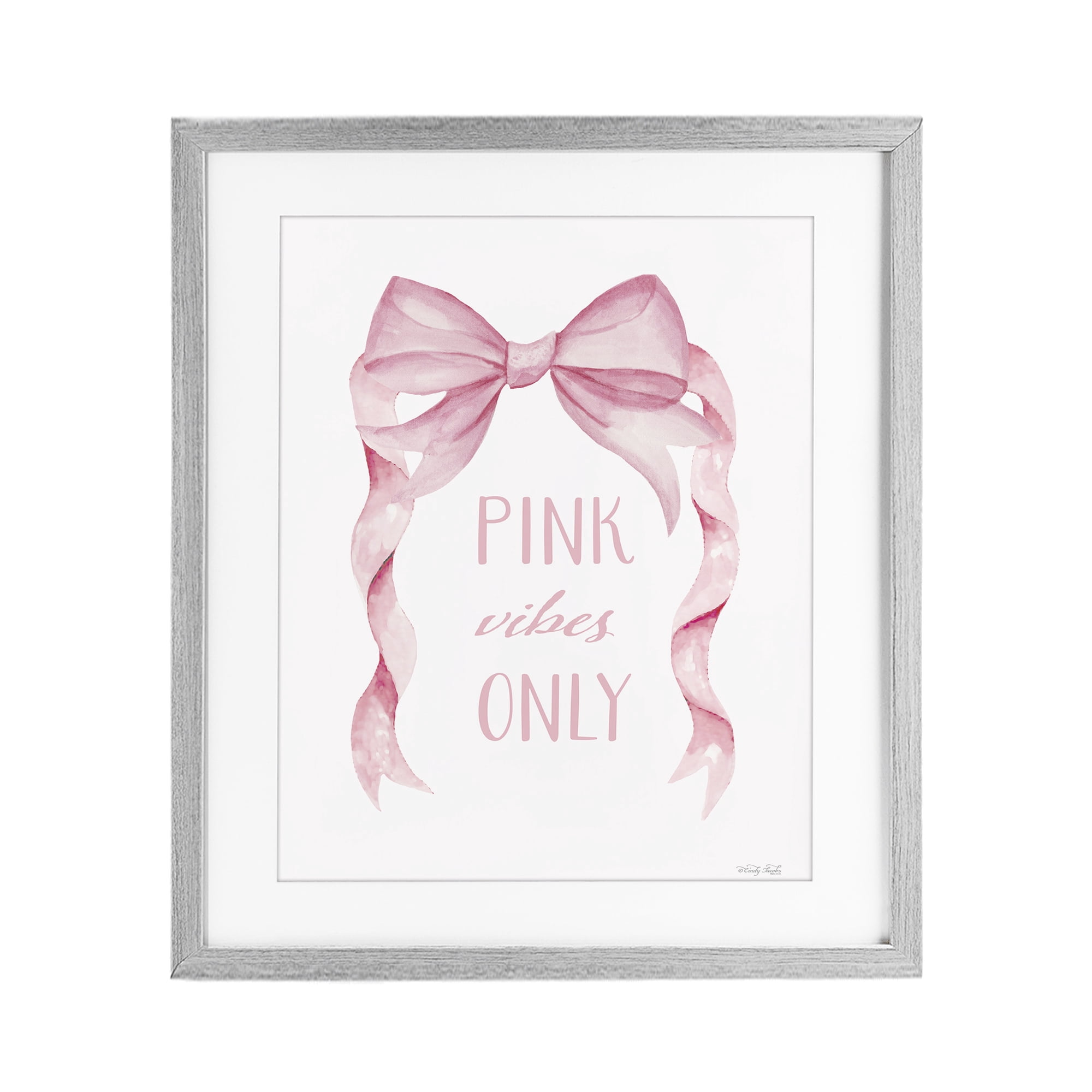 Stupell Industries Feminine Pink Vibes Only Gray Framed Print Under Glass, design by Cindy Jacobs