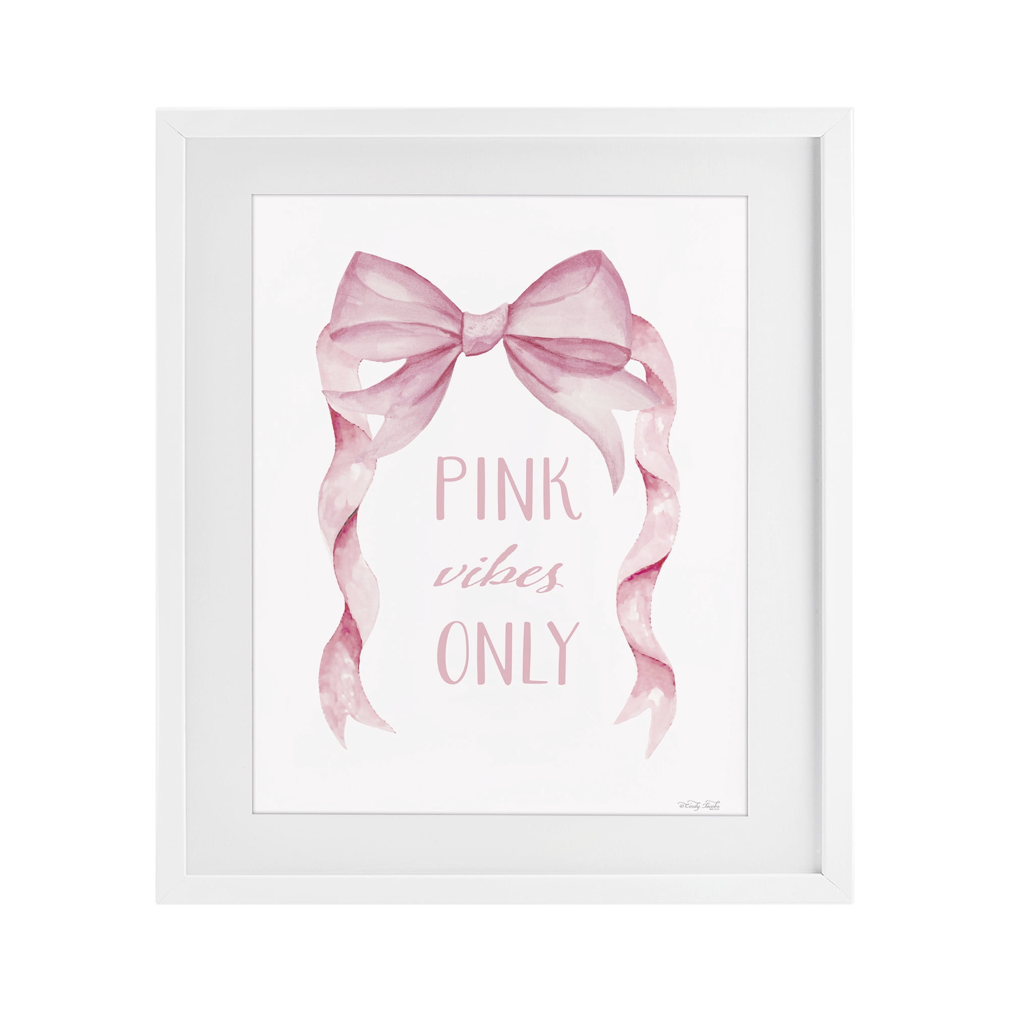 Stupell Industries Feminine Pink Vibes Only White Framed Print Under Glass, design by Cindy Jacobs