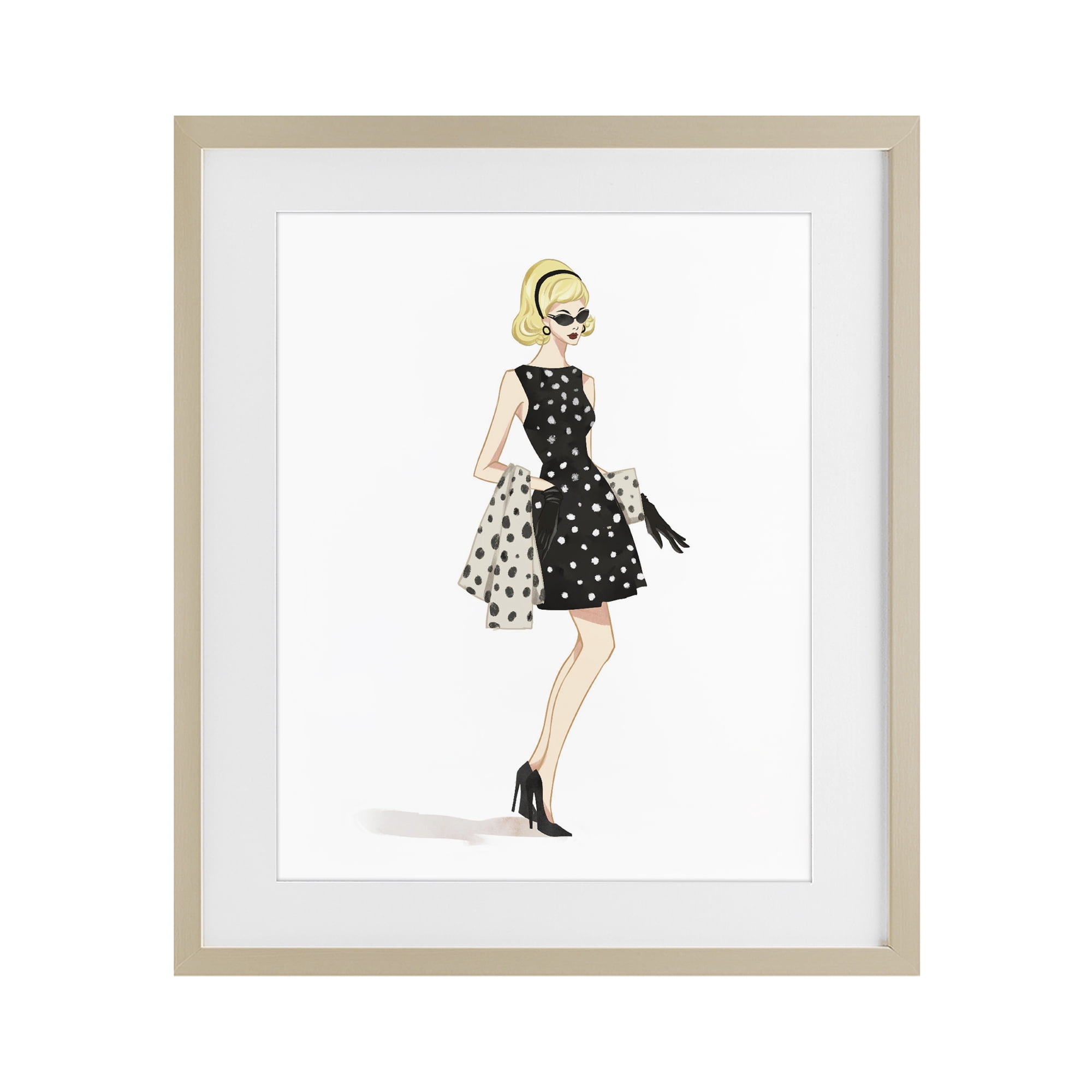 Stupell Industries Feminine Retro Fashion Birch Framed Print Under Glass, design by Ziwei Li