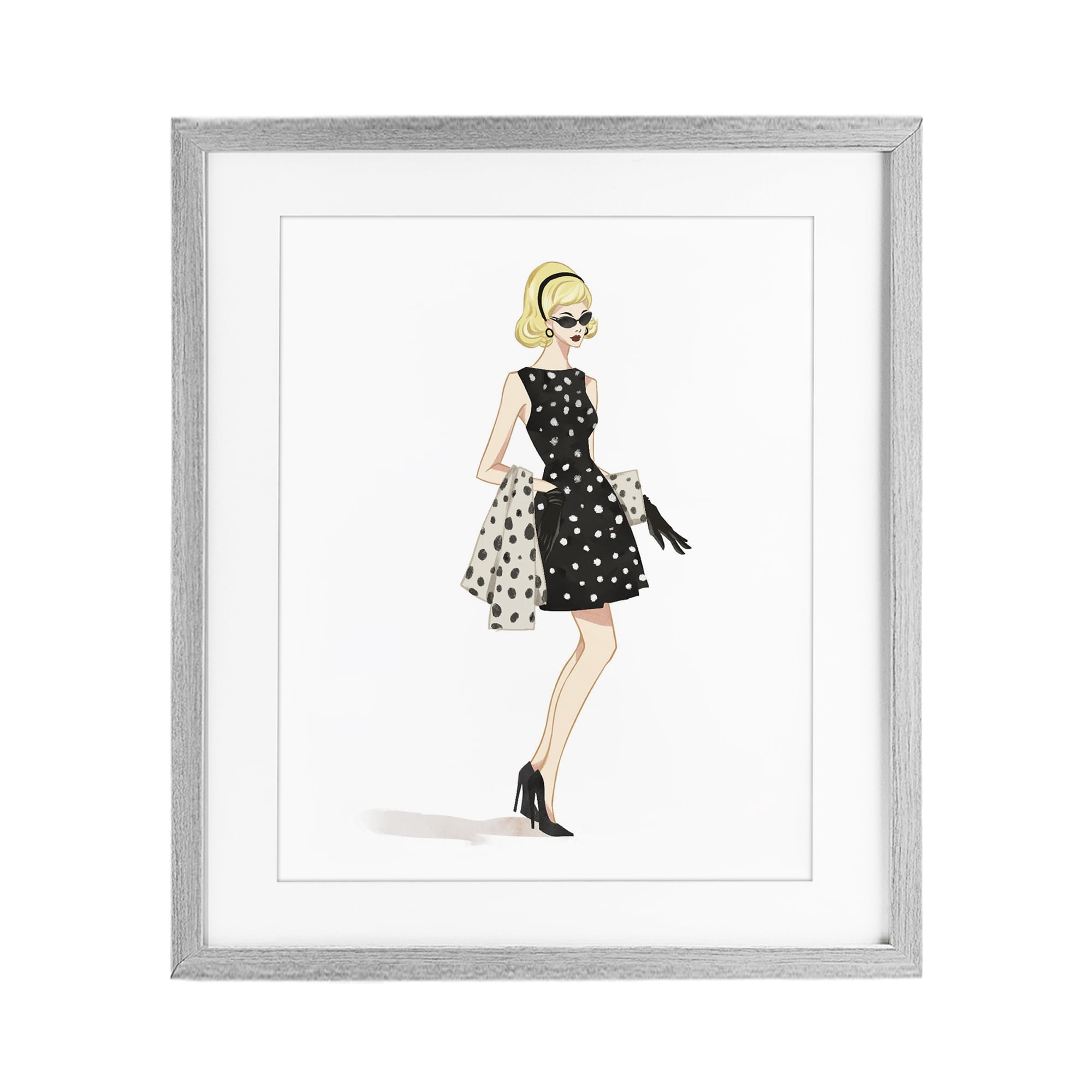 Stupell Industries Feminine Retro Fashion Gray Framed Print Under Glass, design by Ziwei Li