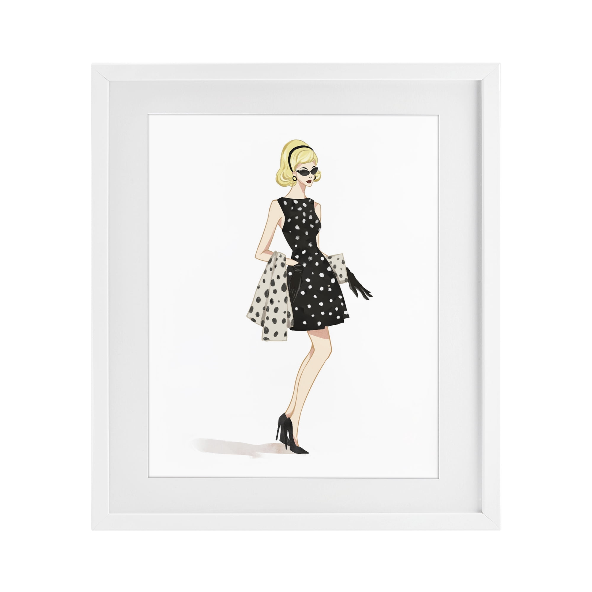 Stupell Industries Feminine Retro Fashion White Framed Print Under Glass, design by Ziwei Li