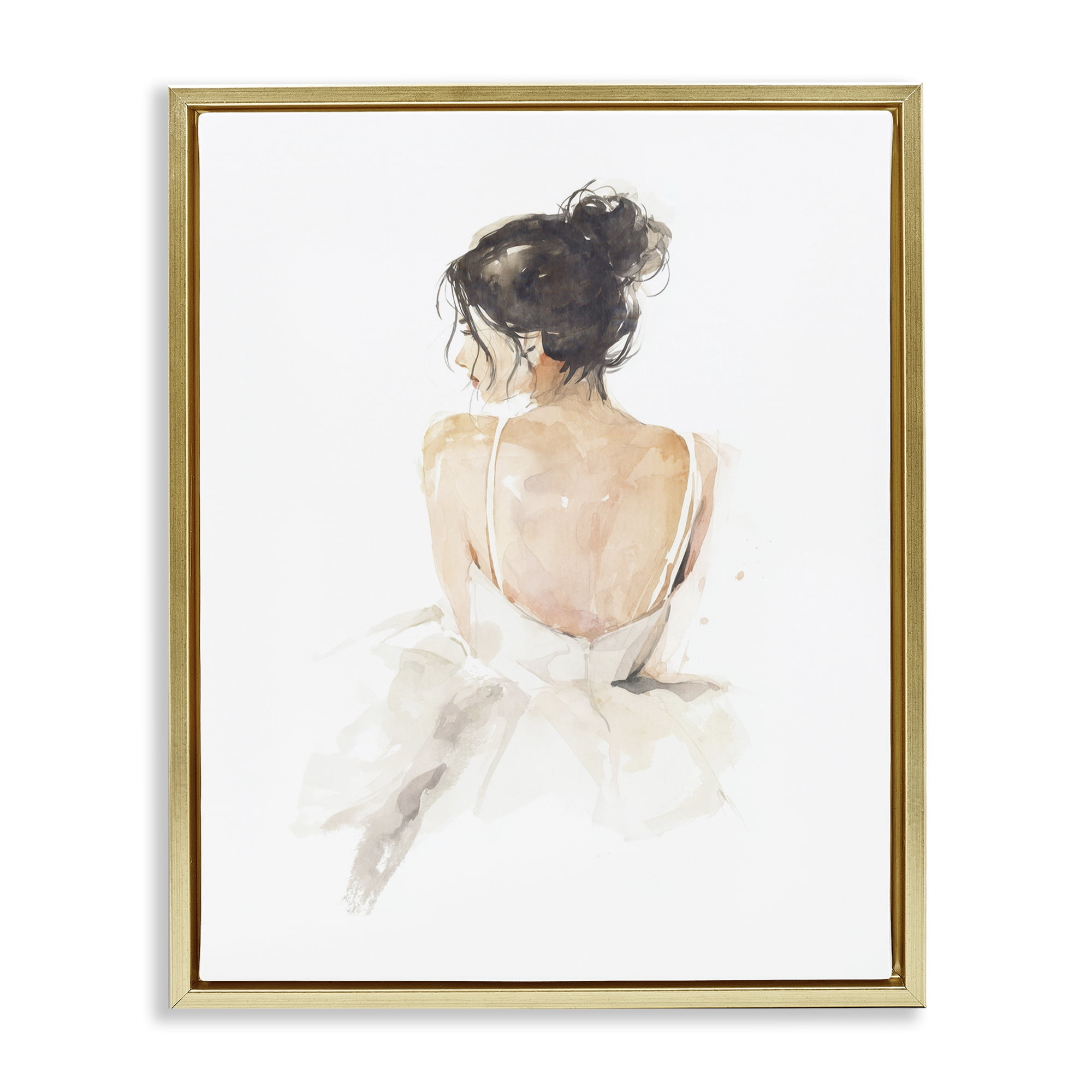 Stupell Industries Feminine Serenity Woman Gold Framed Floater Canvas Wall Art, design by Svetlana Aleynikova
