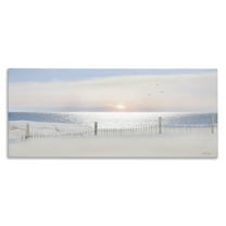 Stupell Industries Fence Along Shore Landscape Photography Gallery Wrapped Canvas Art Print Wall Art, 24 x 10