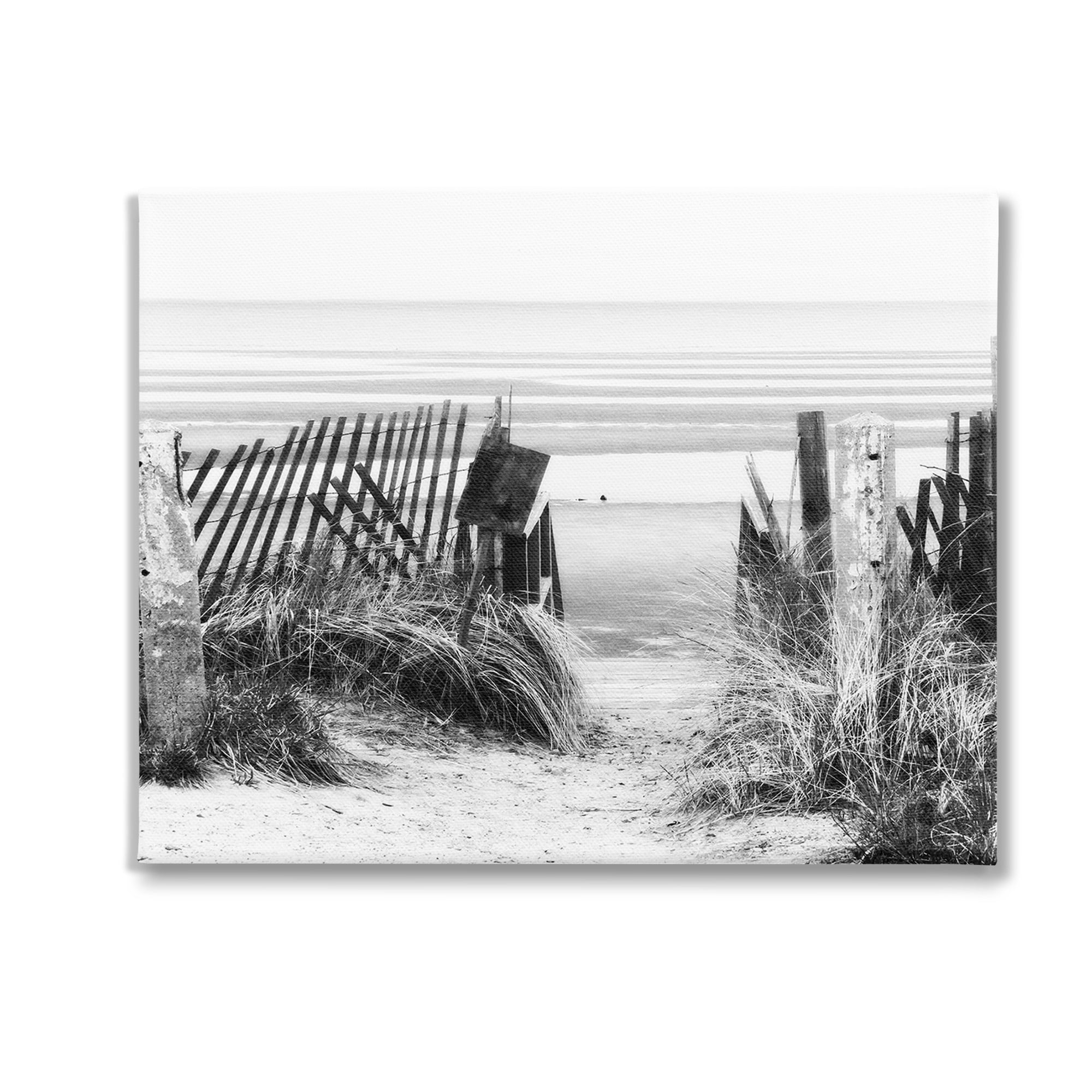 Stupell Industries Fenced Beach Path Landscape Photography Gallery Wrapped Canvas Art Print Wall Art, 30 x 24