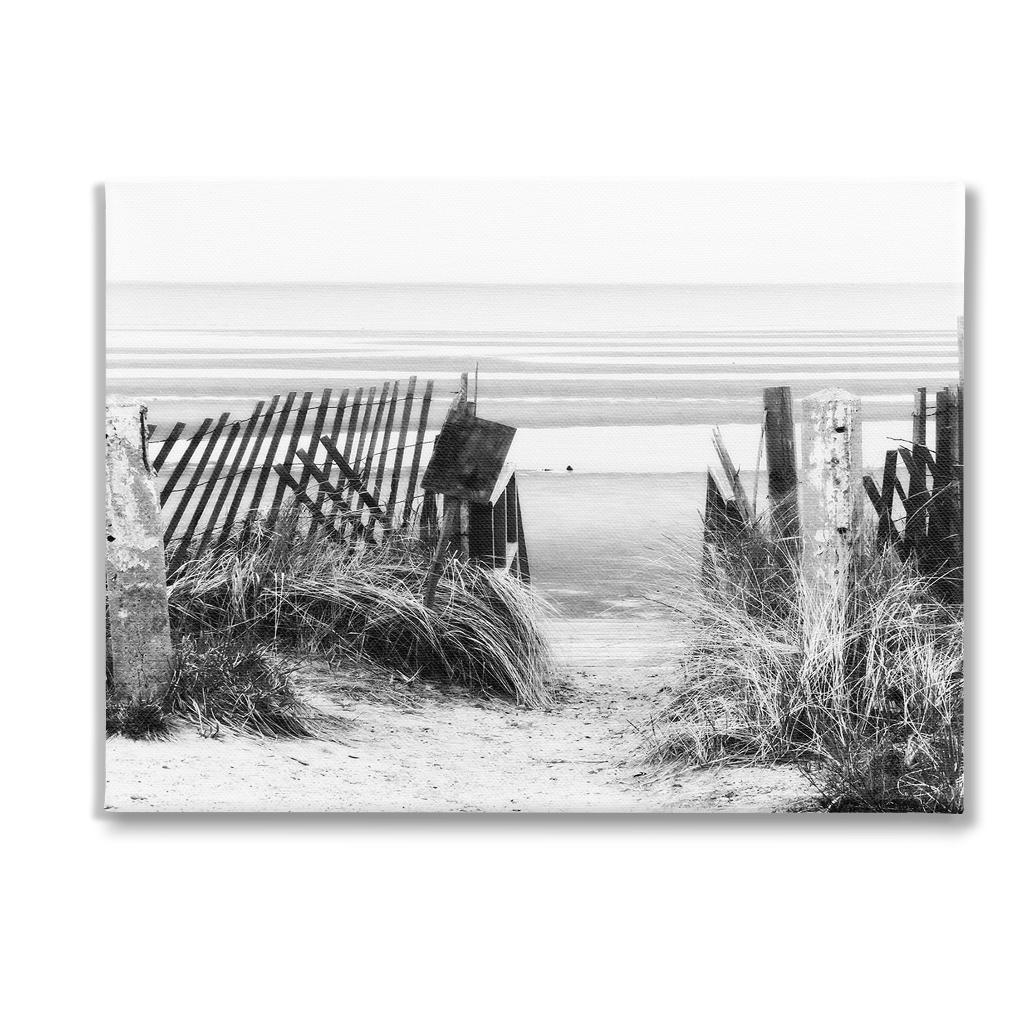 Stupell Industries Fenced Beach Path Landscape Photography Gallery Wrapped Canvas Art Print Wall Art, 40 x 30