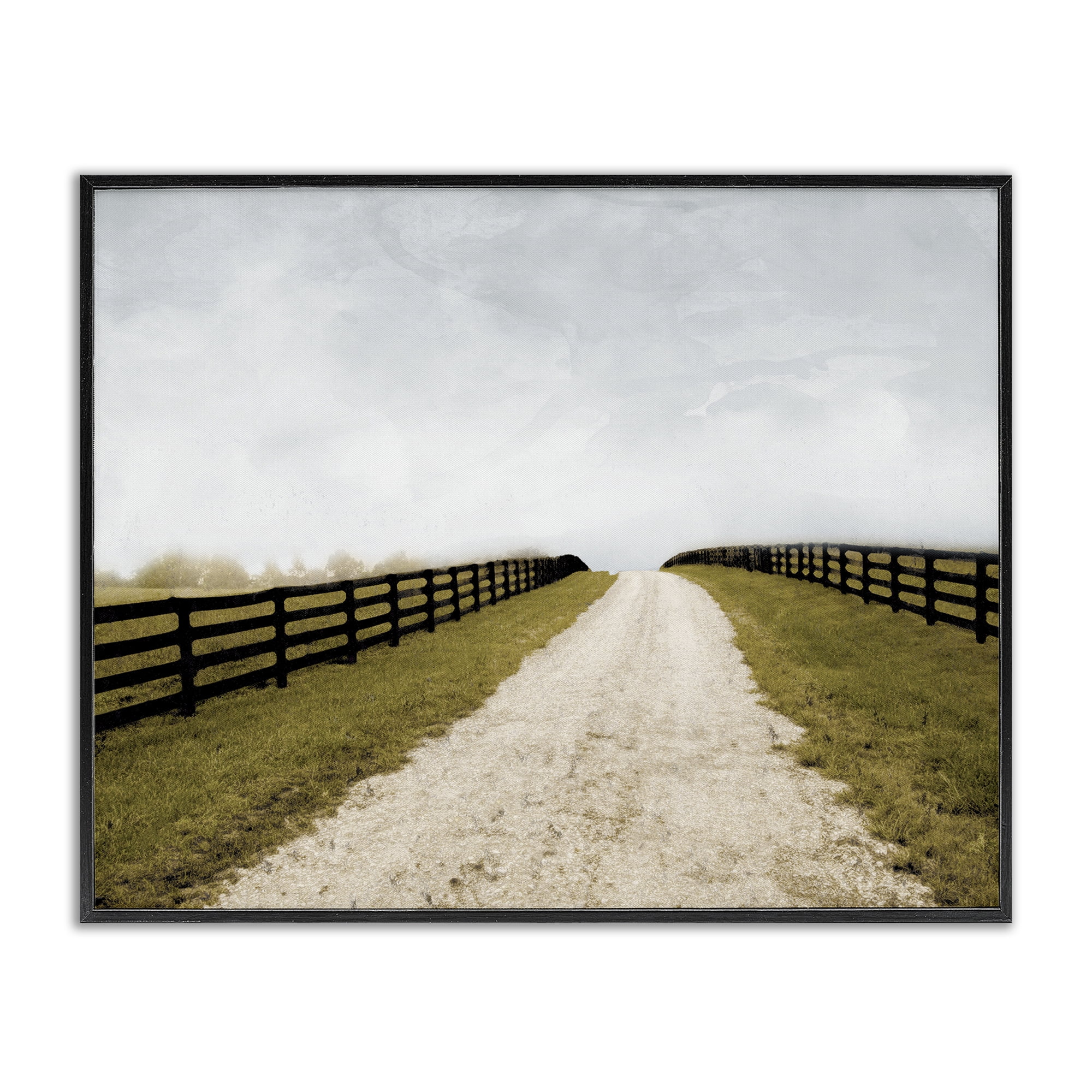 Stupell Industries Fenced Countryside Lane Black Framed Giclee Art, design by Ynon Mabat