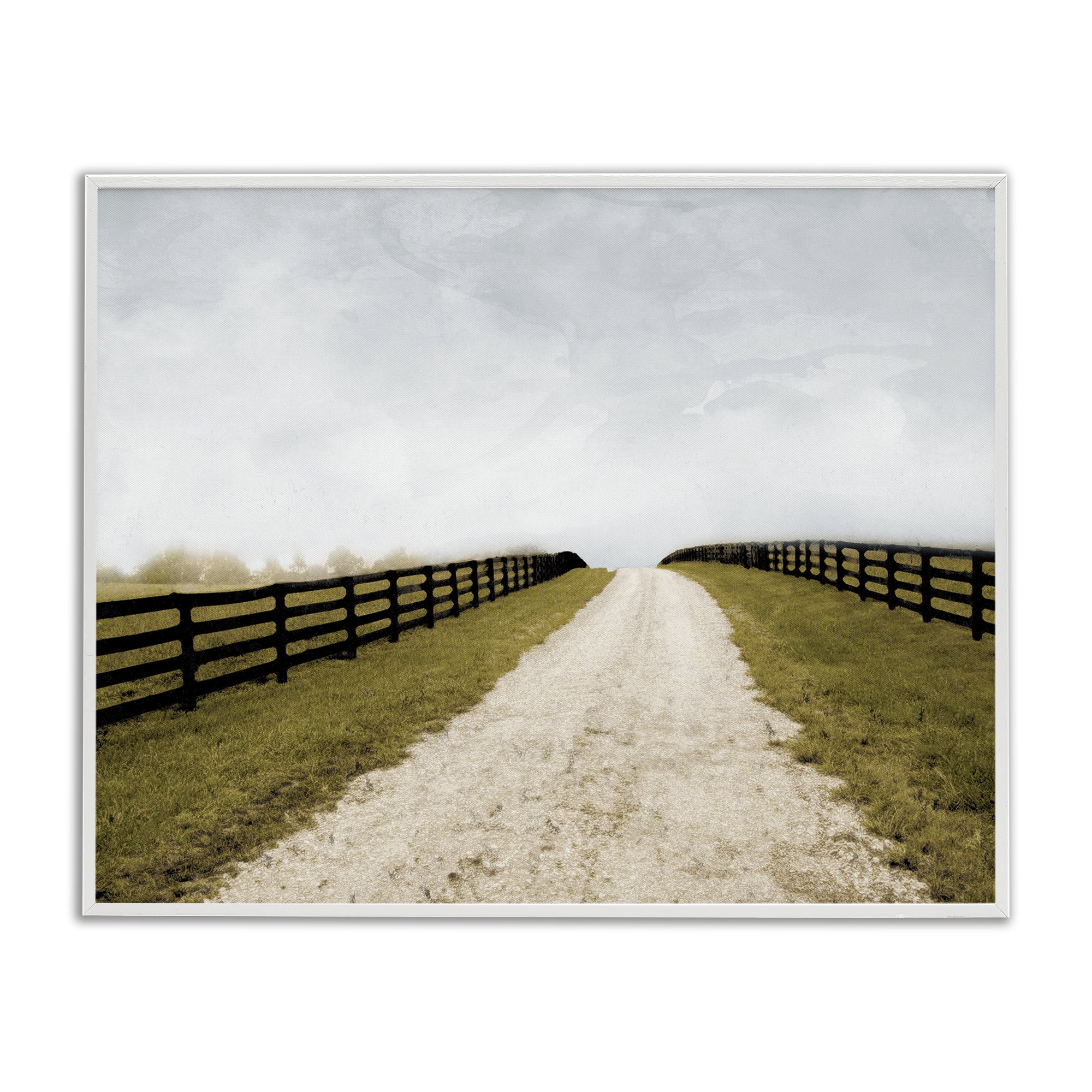 Stupell Industries Fenced Countryside Lane White Framed Giclee Art, design by Ynon Mabat