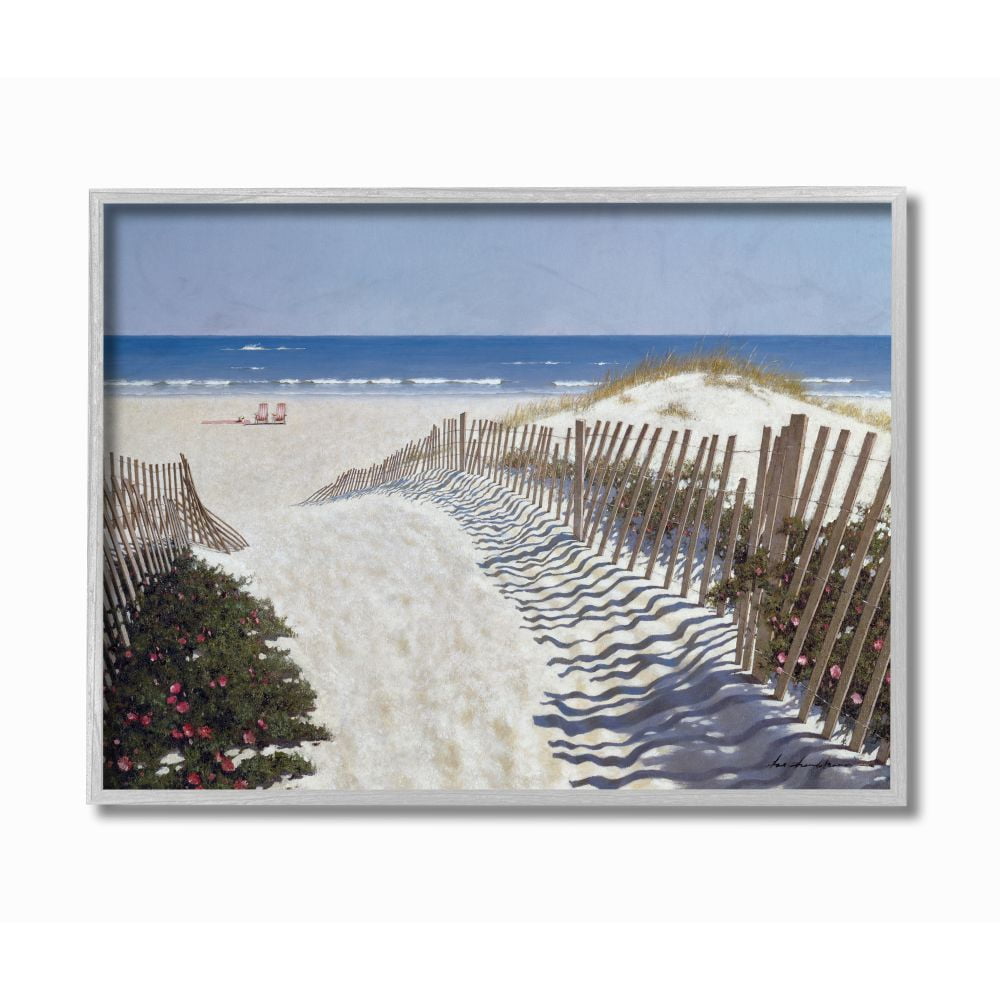 Stupell Industries Fenced Pathway to Beach Summer Nautical Painting Designed by Zhen-Huan Lu