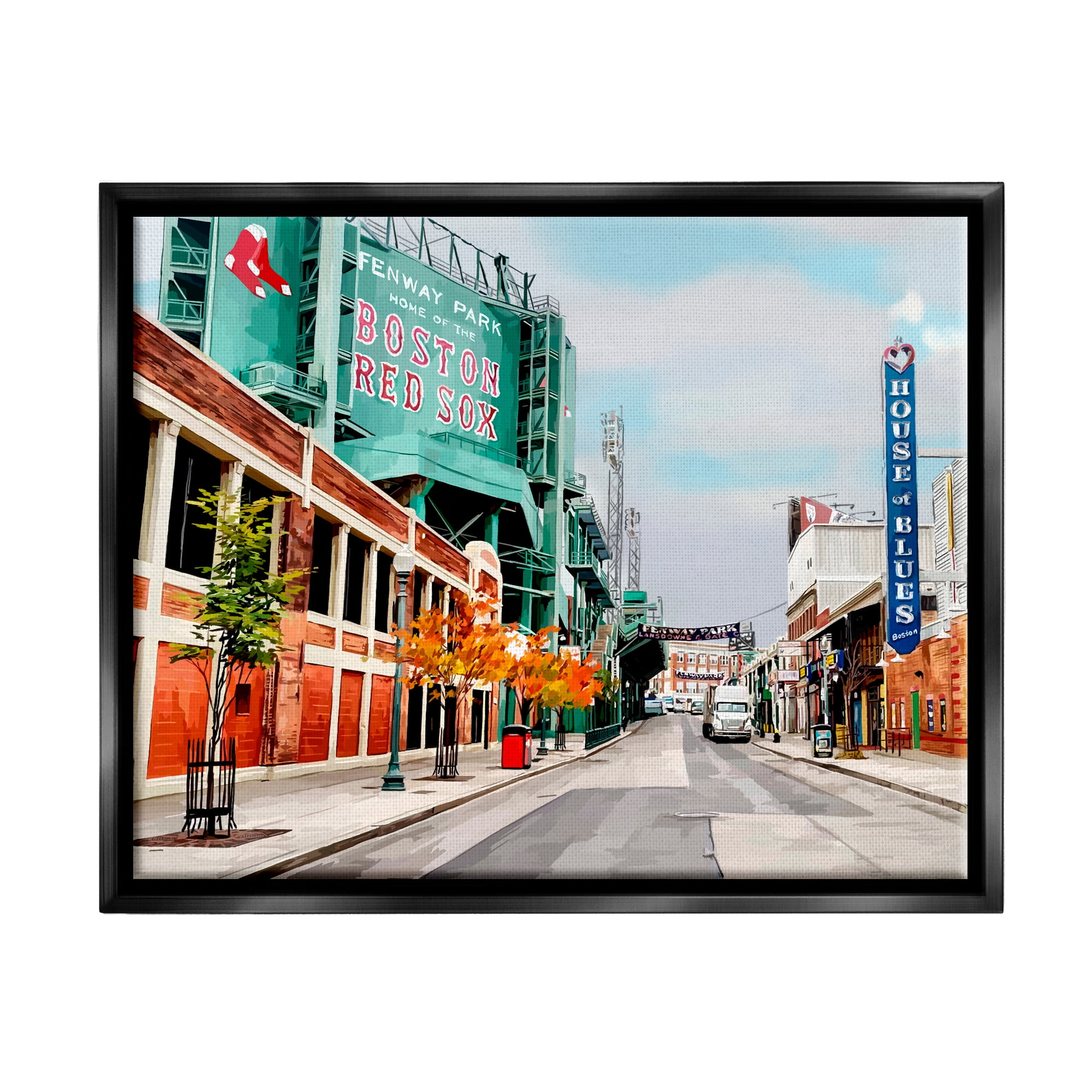 Stupell Industries Fenway Park Boston Cityscape Town & City Photography Black Floater Framed Art Print Wall Art