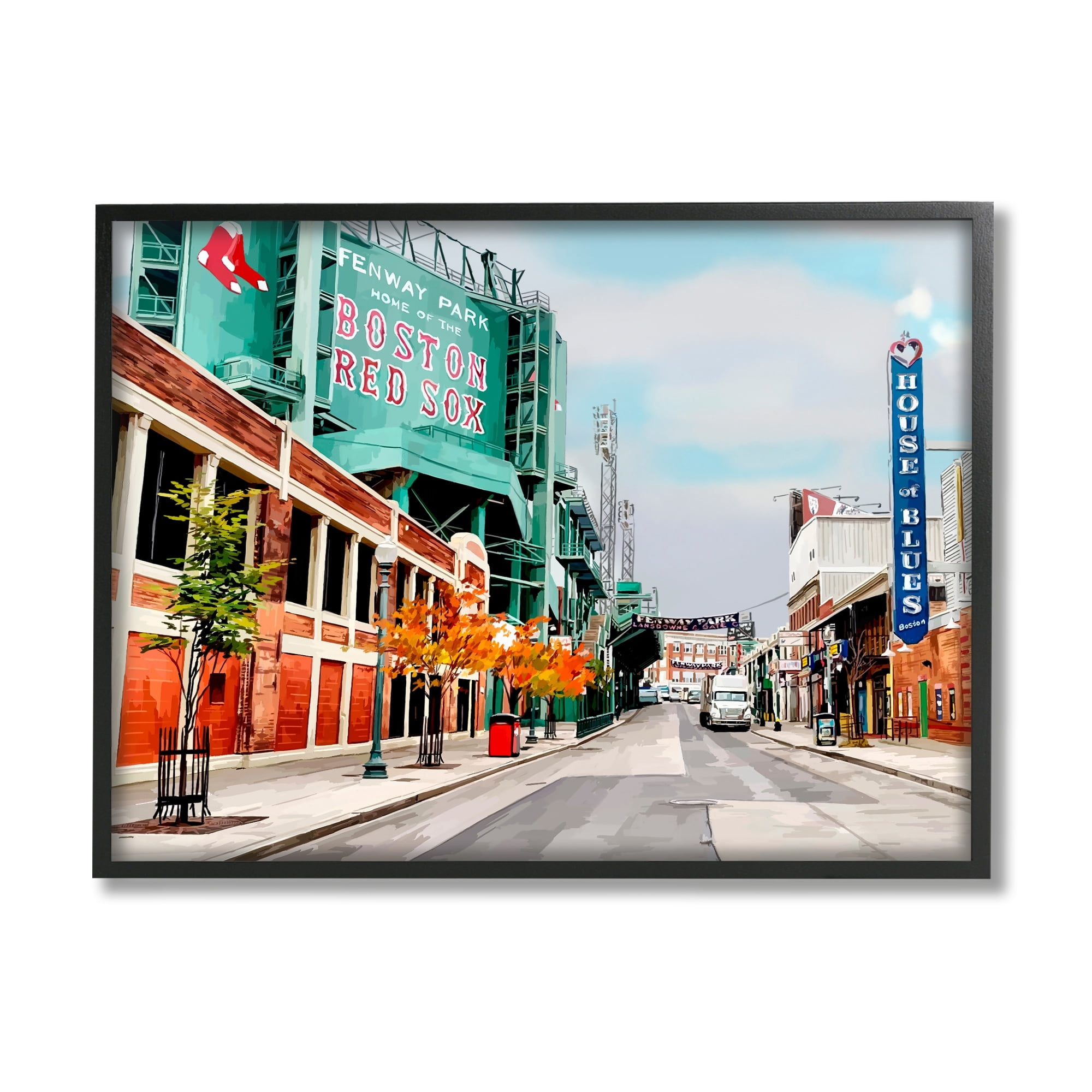 Stupell Industries Fenway Park Boston Cityscape Town & City Photography Black Framed Art Print Wall Art