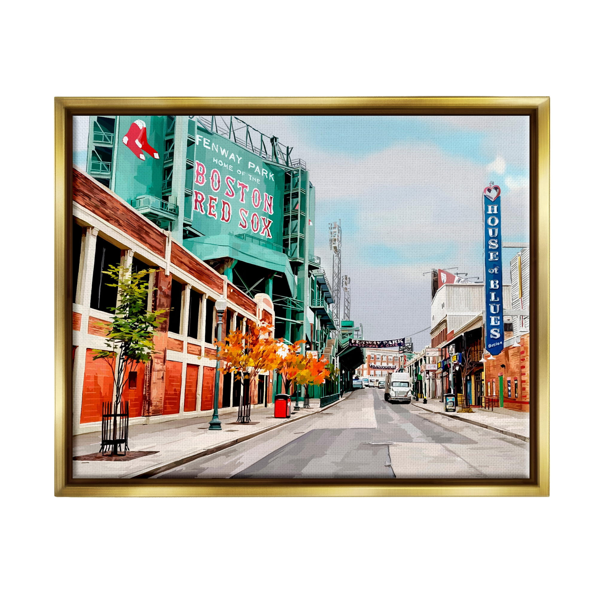 Stupell Industries Fenway Park Boston Cityscape Town & City Photography Gold Floater Framed Art Print Wall Art
