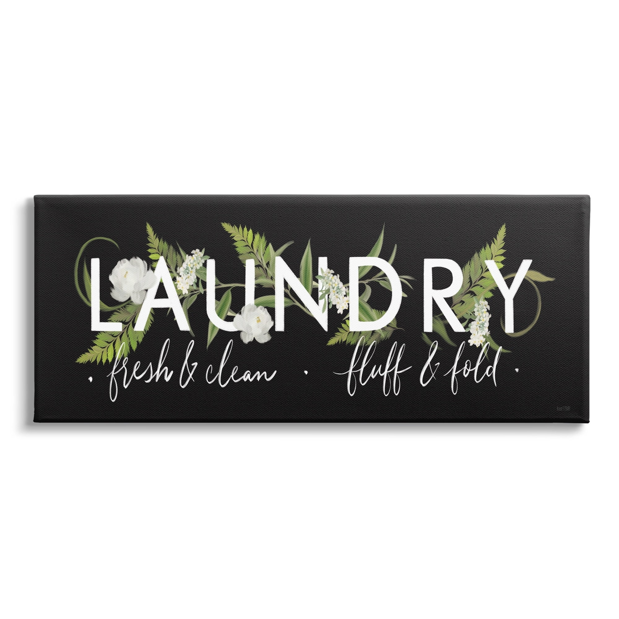 Stupell Industries Fern and Floral Laundry Home Sign Traditional Cleaning Country Painting Gallery-Wrapped Canvas Print Wall Art, 30 x 13, Design by House Fenway