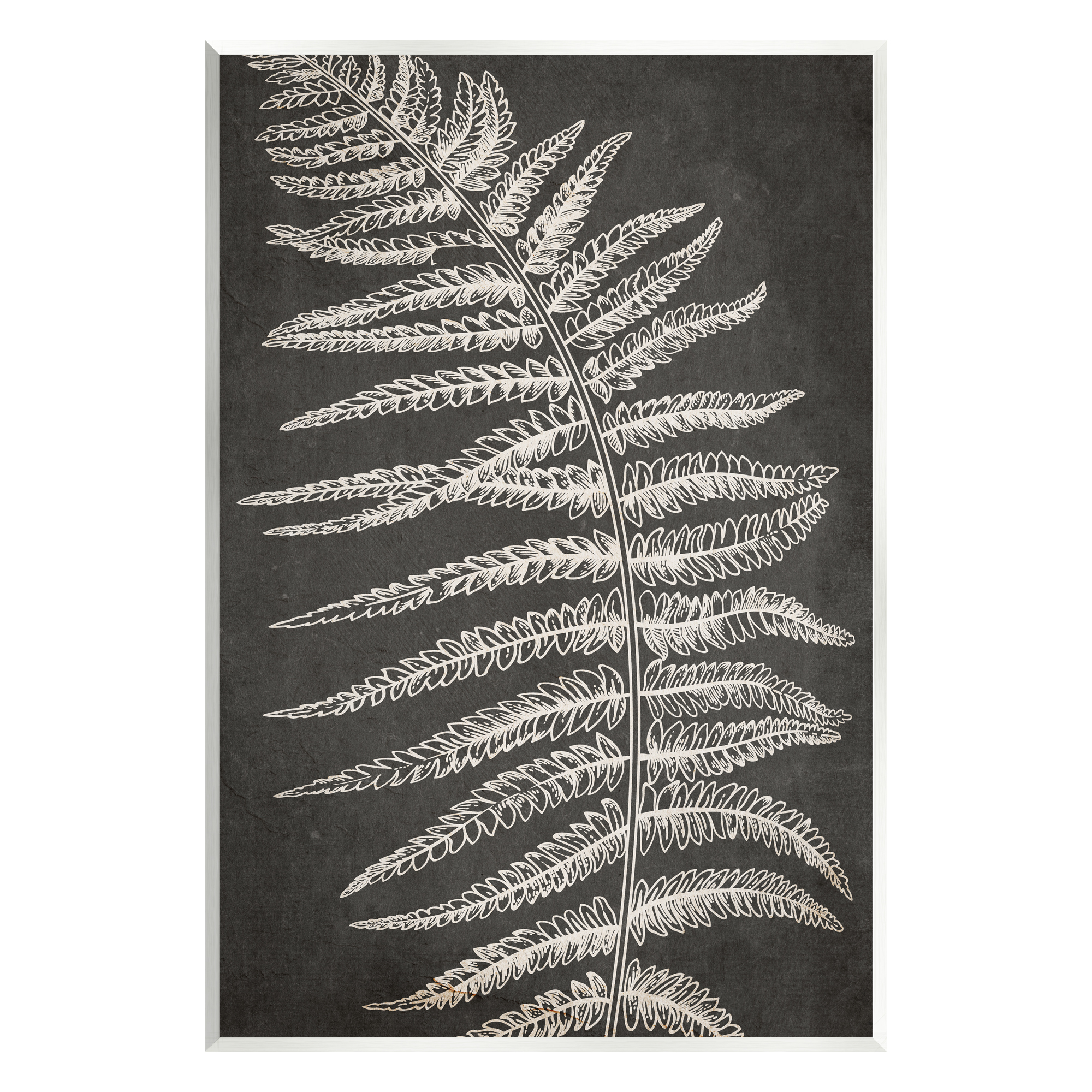 Stupell Industries Fern Leaf on Grey Botanical & Floral Painting Unframed Art Print Wall Art, 10 x 15