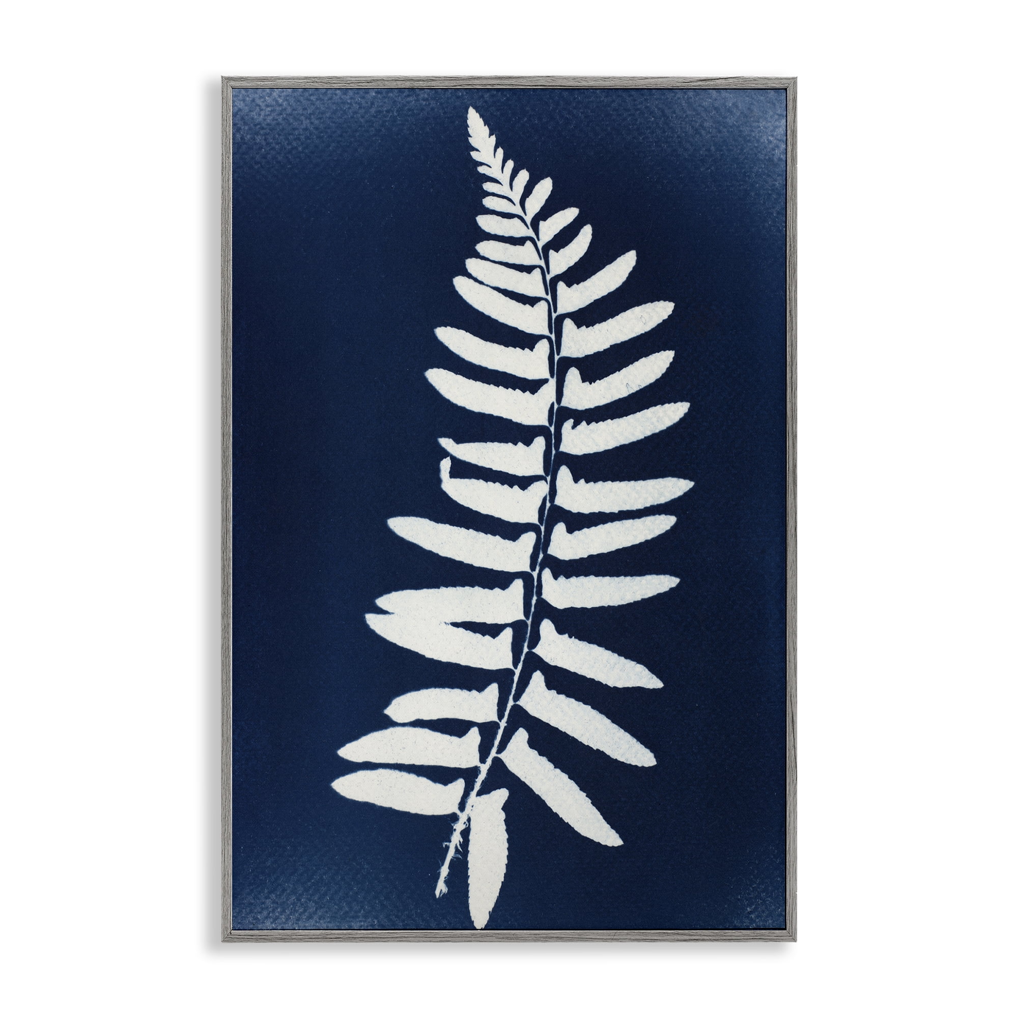 Stupell Industries Fern Leaf on Indigo Gray Framed Giclee Art, design by Lynn Byrd