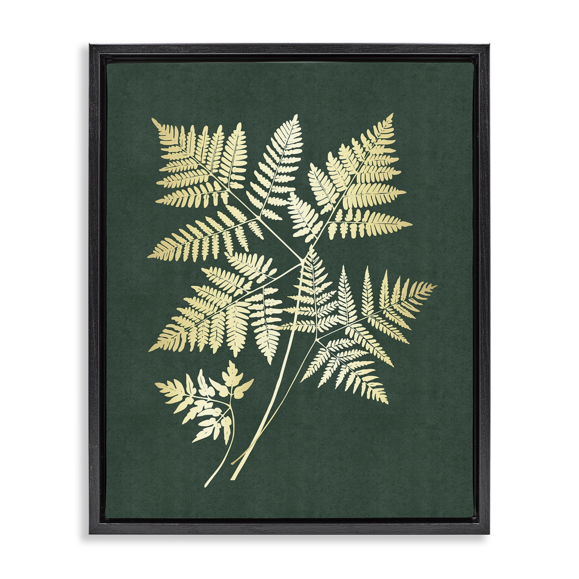 Stupell Industries Fern Leaves on Green Plants & Flowers Painting Black Floater Framed Canvas Art Print Wall Art, 17 x 21