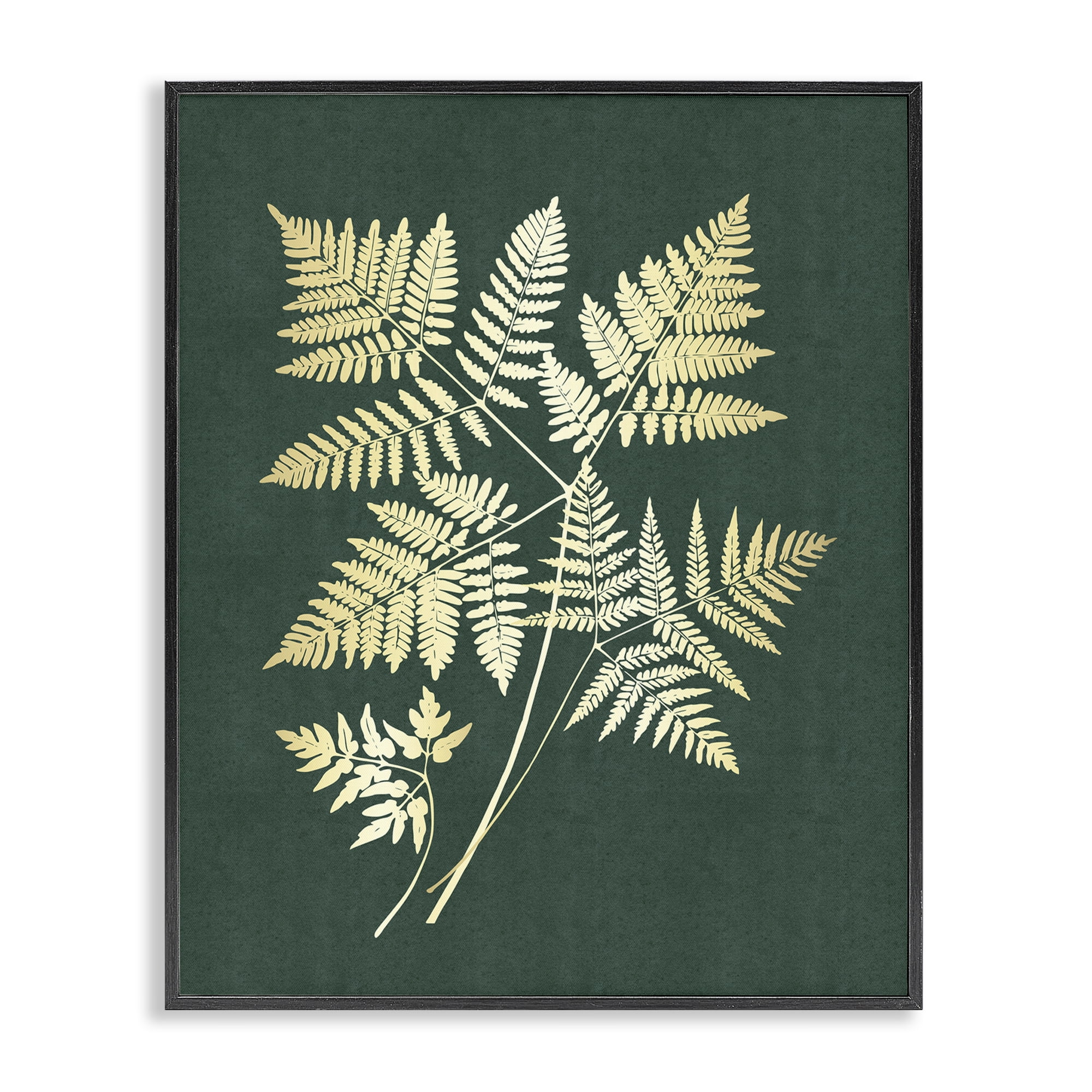 Stupell Industries Fern Leaves on Green Plants & Flowers Painting Black Framed Art Print Wall Art, 16 x 20