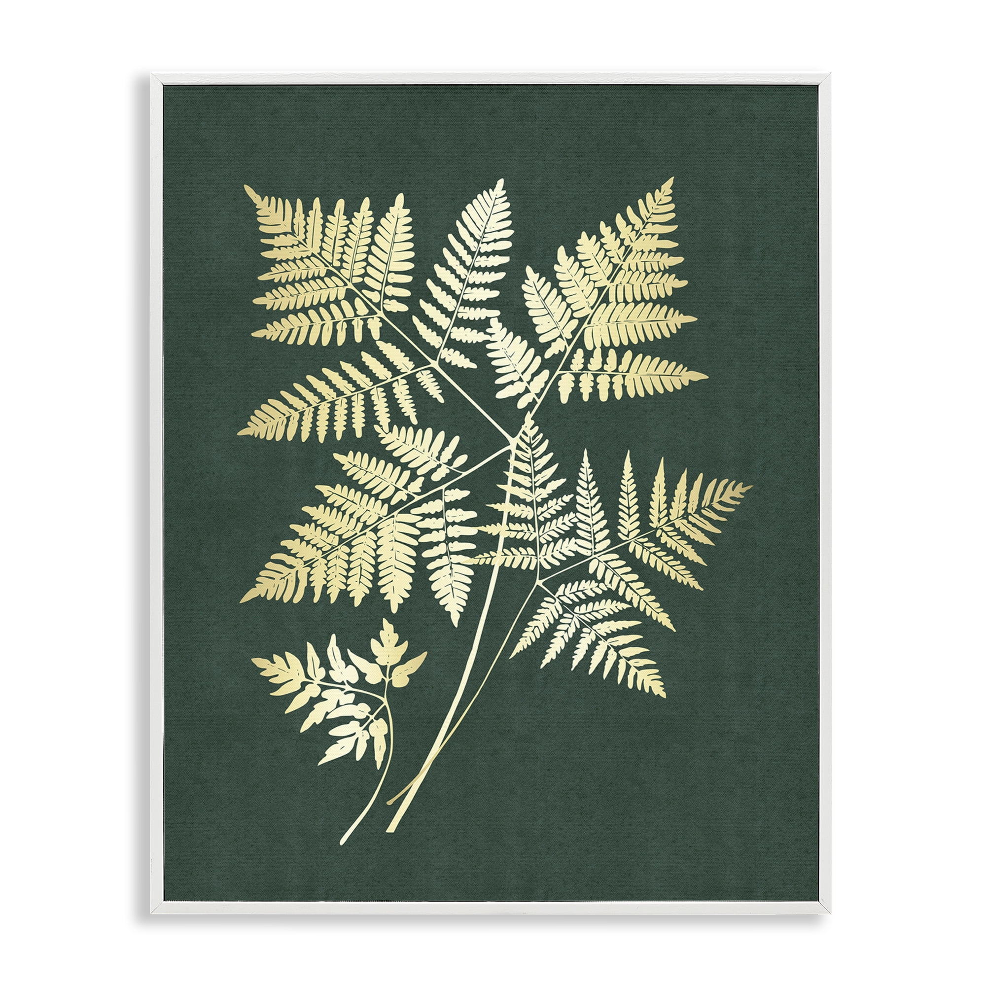 Stupell Industries Fern Leaves on Green Plants & Flowers Painting White Framed Art Print Wall Art, 16 x 20