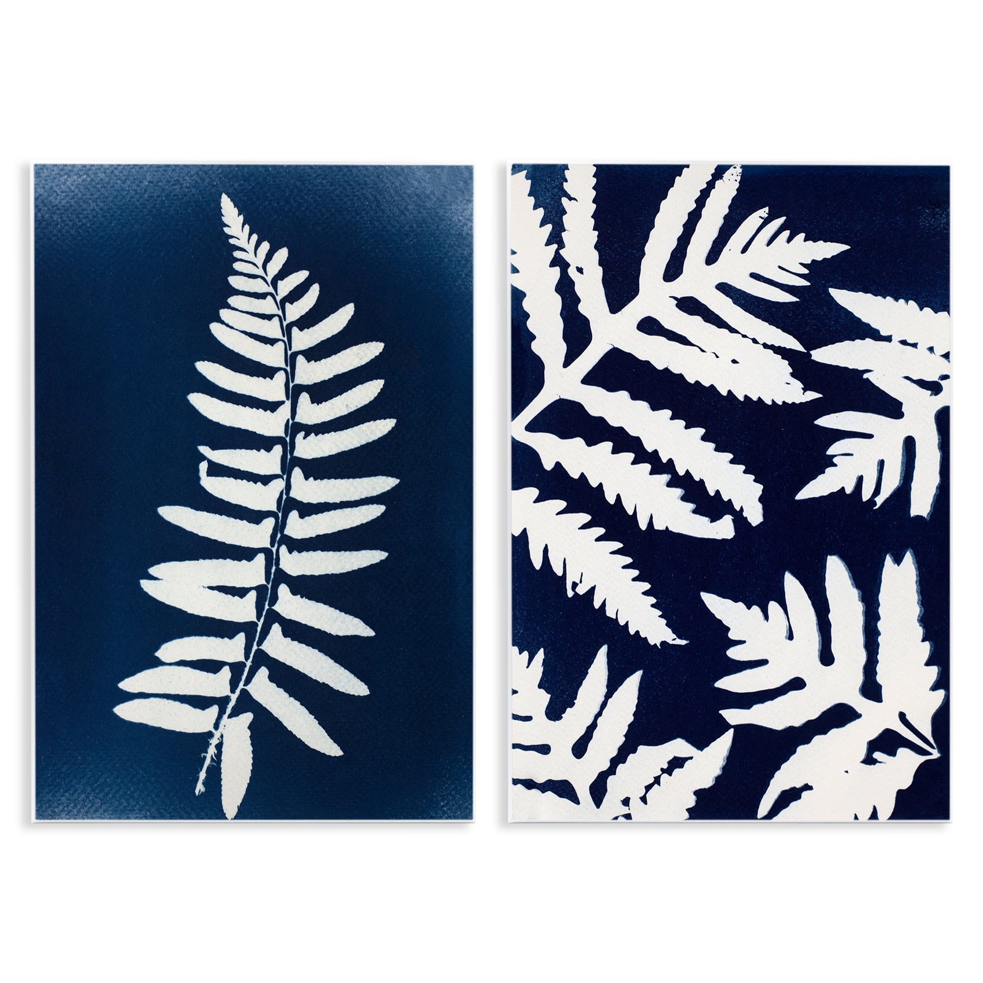 Stupell Industries Fern Leaves on Indigo 2 Piece Wall Plaque Art Set, design by Lynn Byrd