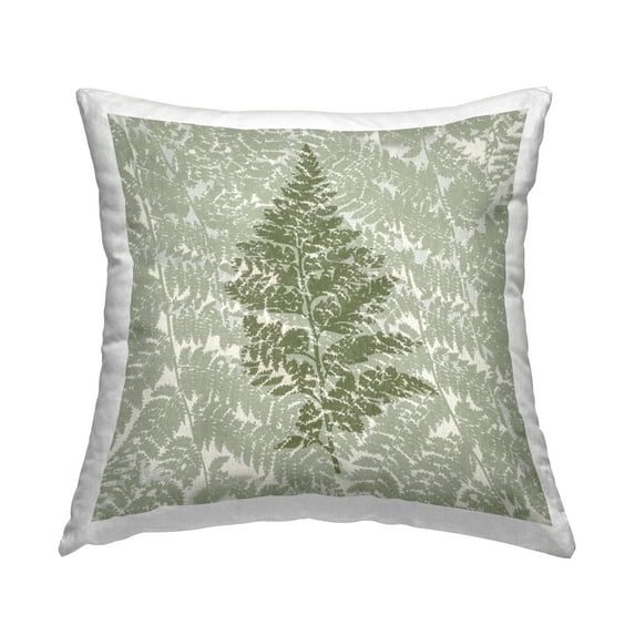 Stupell Industries Fern Pattern Leaf Cottage Nature Square Decorative Printed Throw Pillow, 18 x 18,