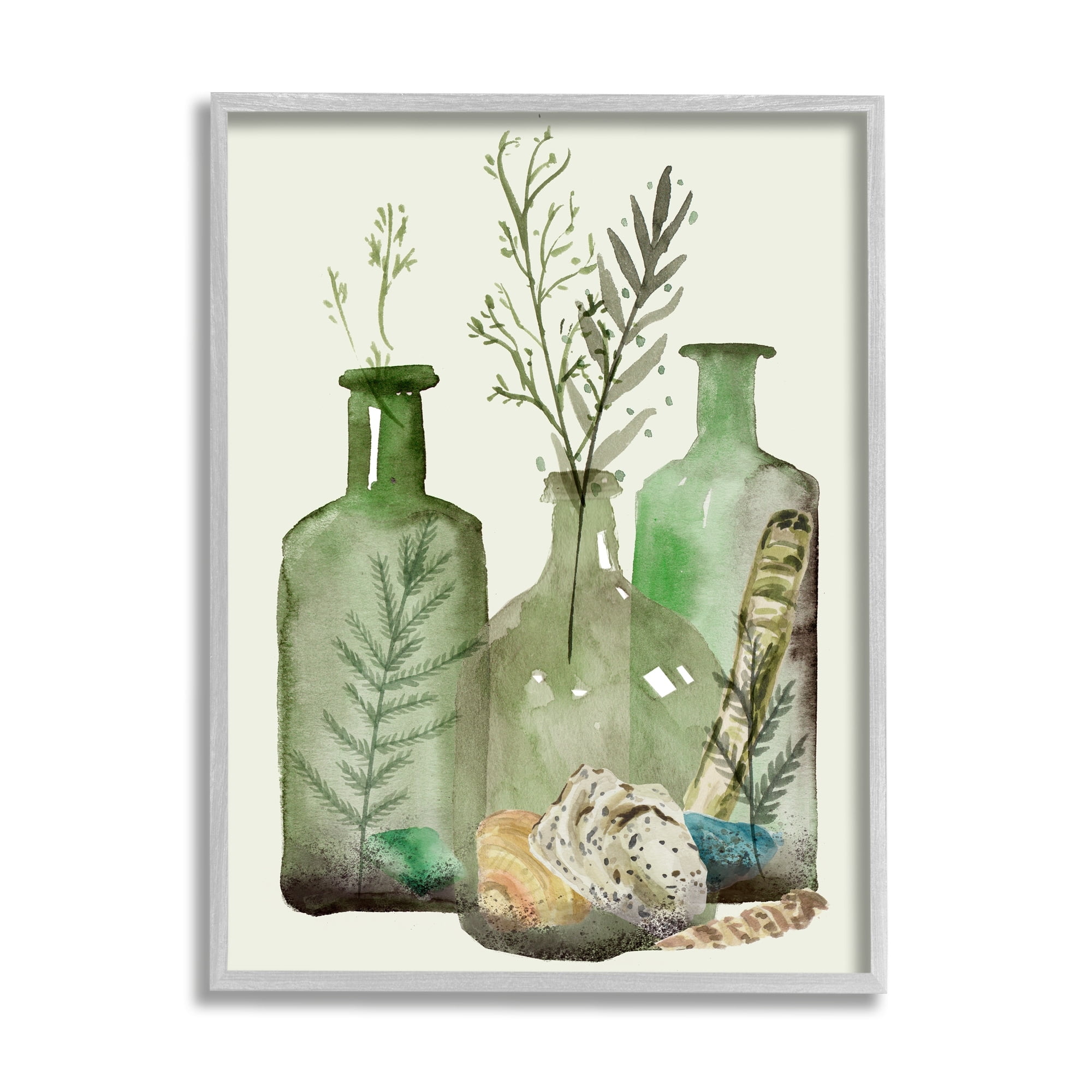 Stupell Industries Fern Plants Nautical Seashells Green Jug Still Life, 16 x 20, Design by Melissa WangÂ&nbsp;