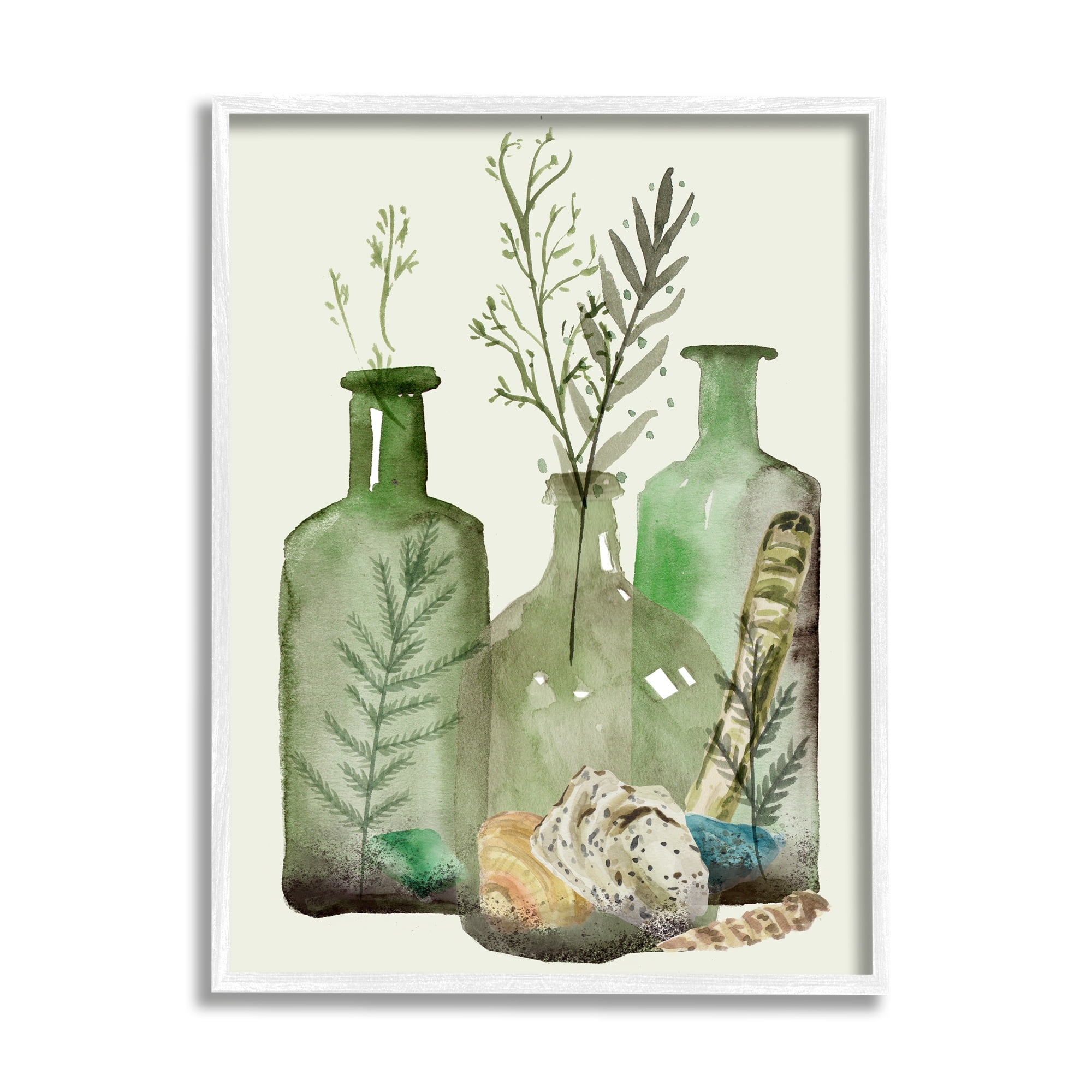 Stupell Industries Fern Plants Nautical Seashells Green Jug Still Life, 16 x 20, Design by Melissa Wang&nbsp;