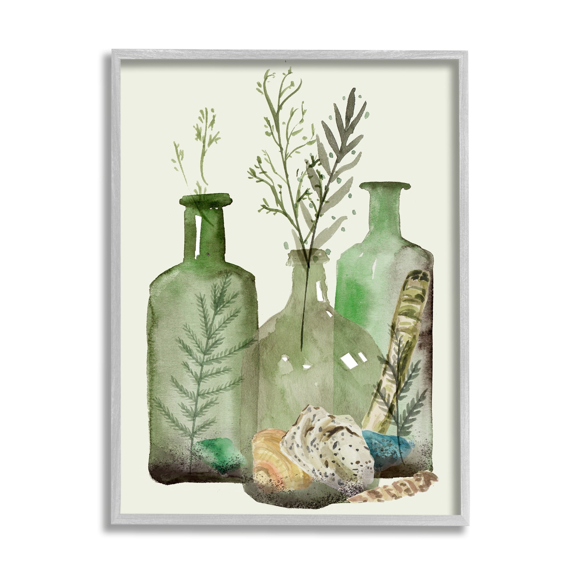 Stupell Industries Fern Plants Nautical Seashells Green Jug Still Life, 24 x 30, Design by Melissa WangÂ&nbsp;