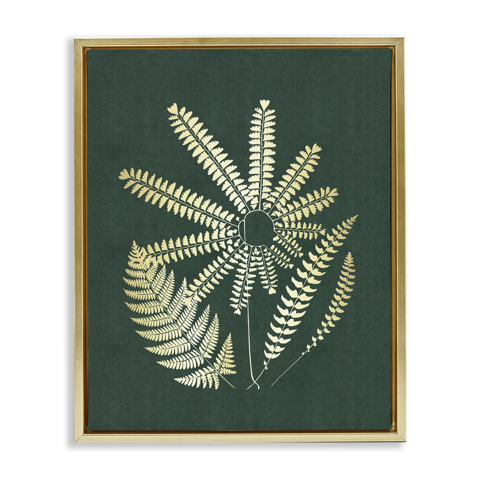 Stupell Industries Fern Sprigs Flower Shape Plants & Flowers Painting Gold Floater Framed Canvas Art Print Wall Art, 25 x 31