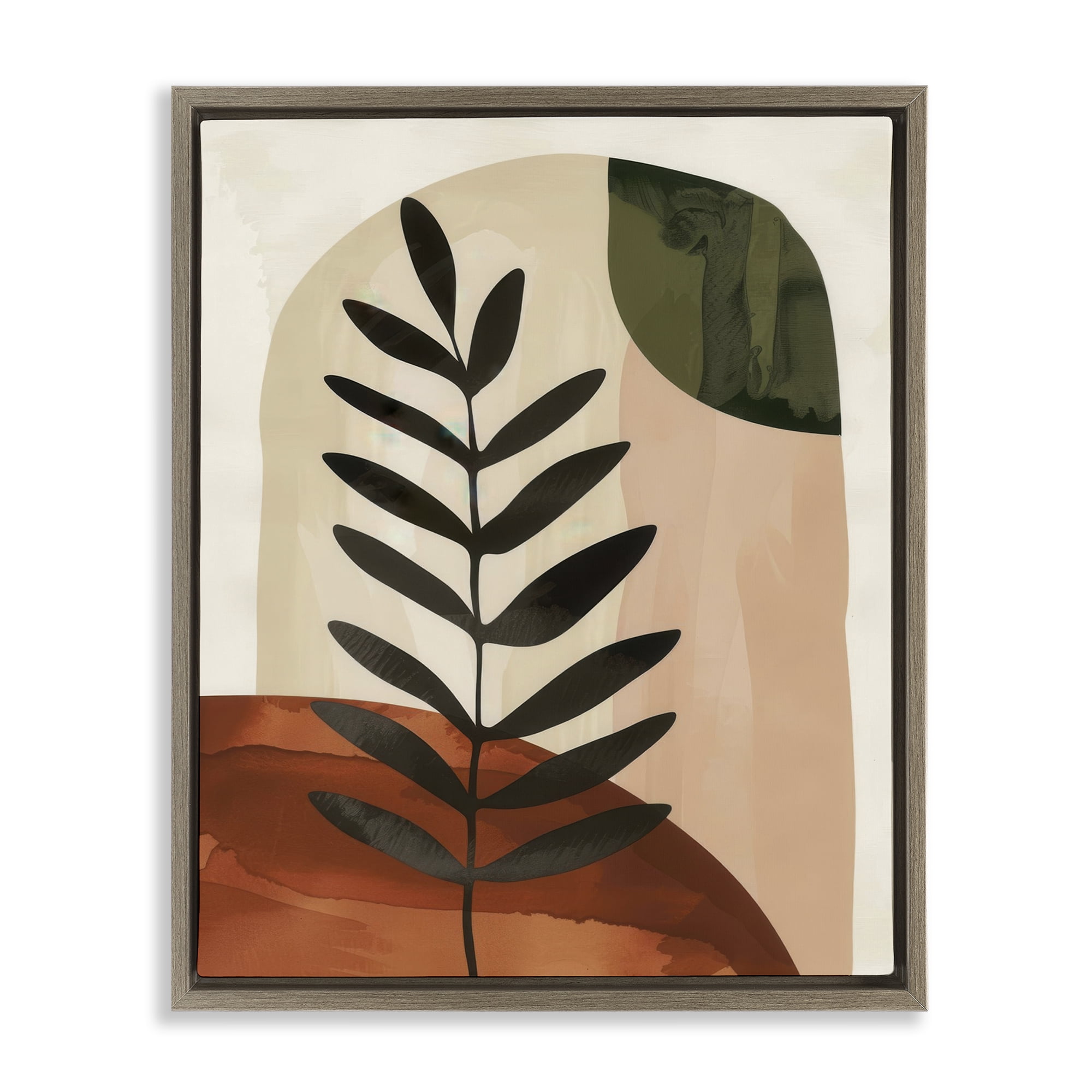 Stupell Industries Fern Strand Neutrals Plants & Flowers Painting Brown Floater Framed Canvas Art Print Wall Art, 25 x 31