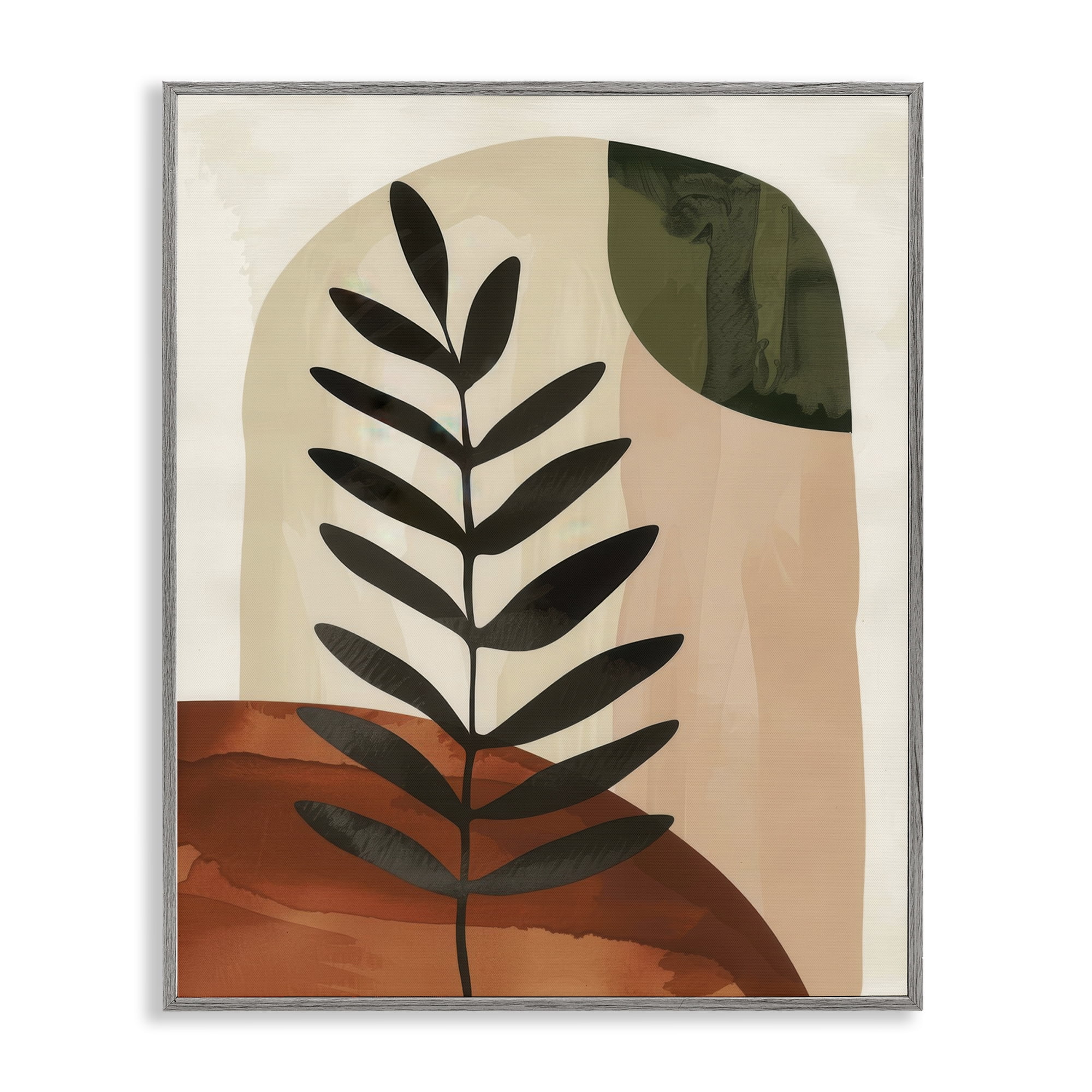 Stupell Industries Fern Strand Neutrals Plants & Flowers Painting Gray Framed Art Print Wall Art, 16 x 20