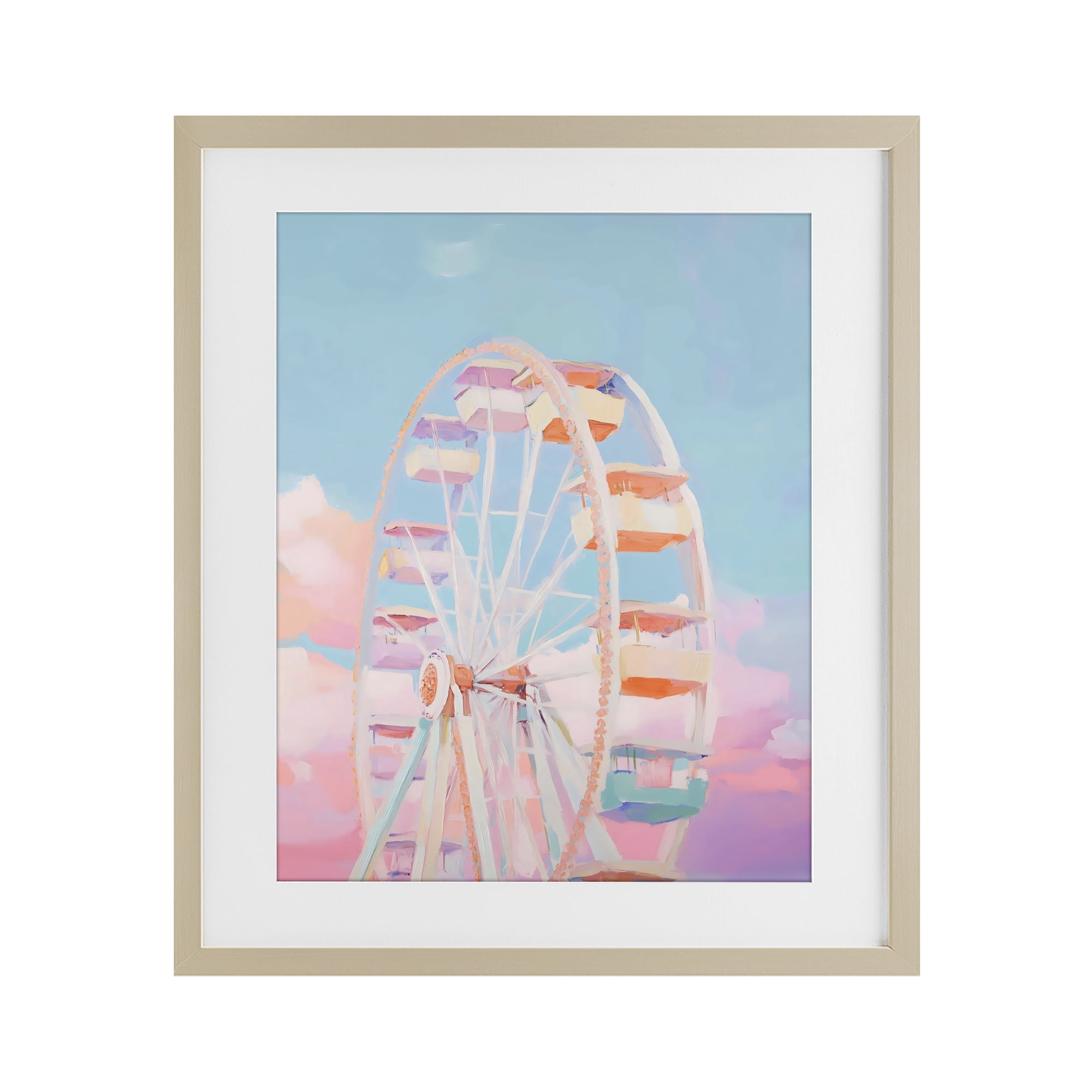 Stupell Industries Ferris Wheel & Cotton Candy Sky Birch Framed Print Under Glass, design by The Prints Vibe