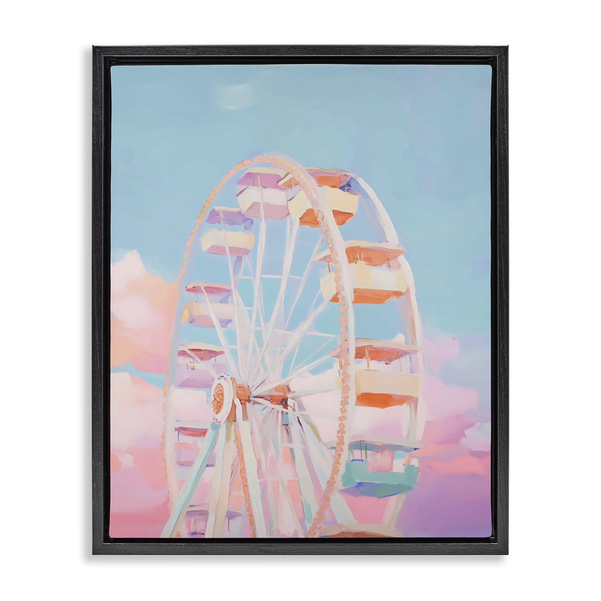 Stupell Industries Ferris Wheel & Cotton Candy Sky Black Framed Floater Canvas Wall Art, design by The Prints Vibe