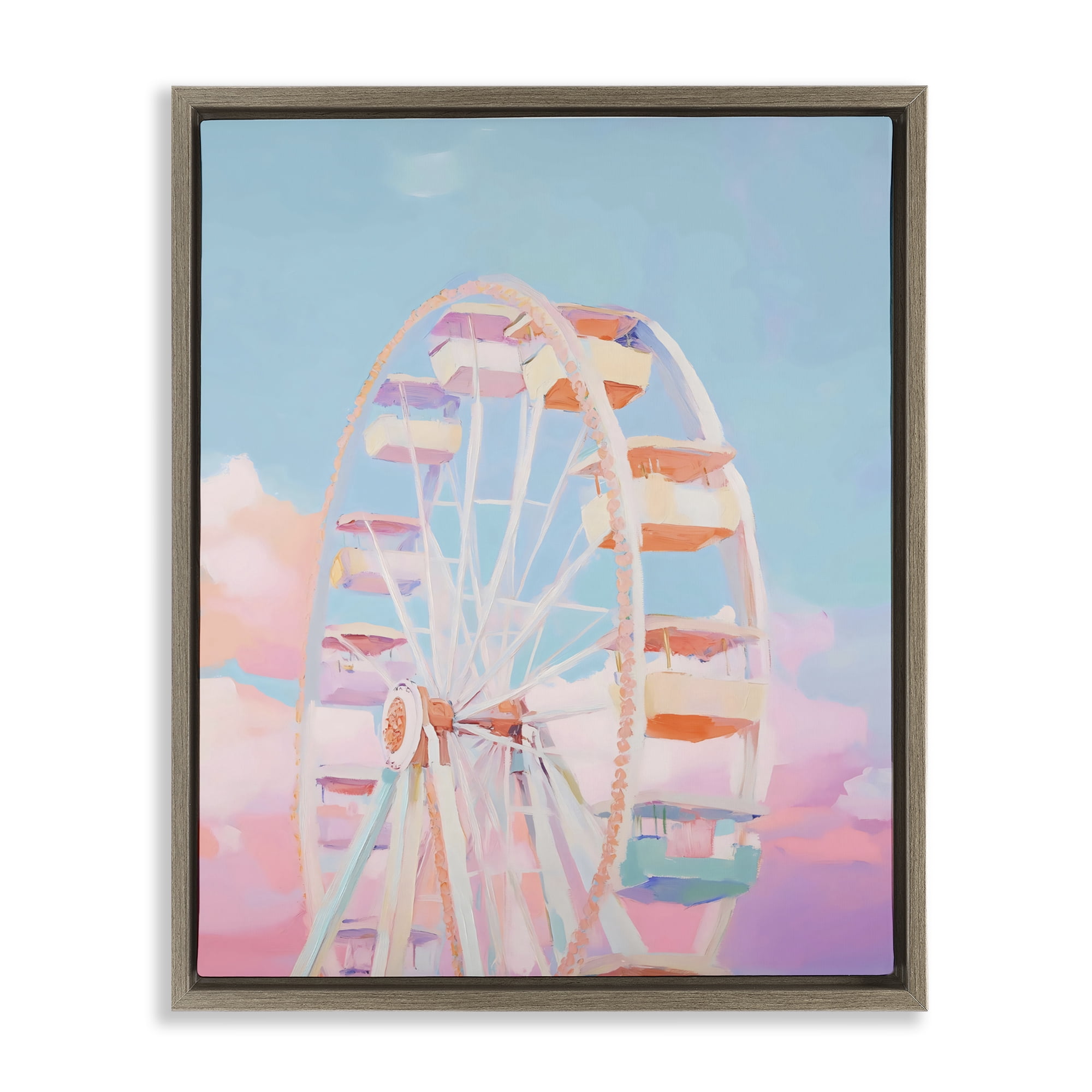 Stupell Industries Ferris Wheel & Cotton Candy Sky Brown Framed Floater Canvas Wall Art, design by The Prints Vibe