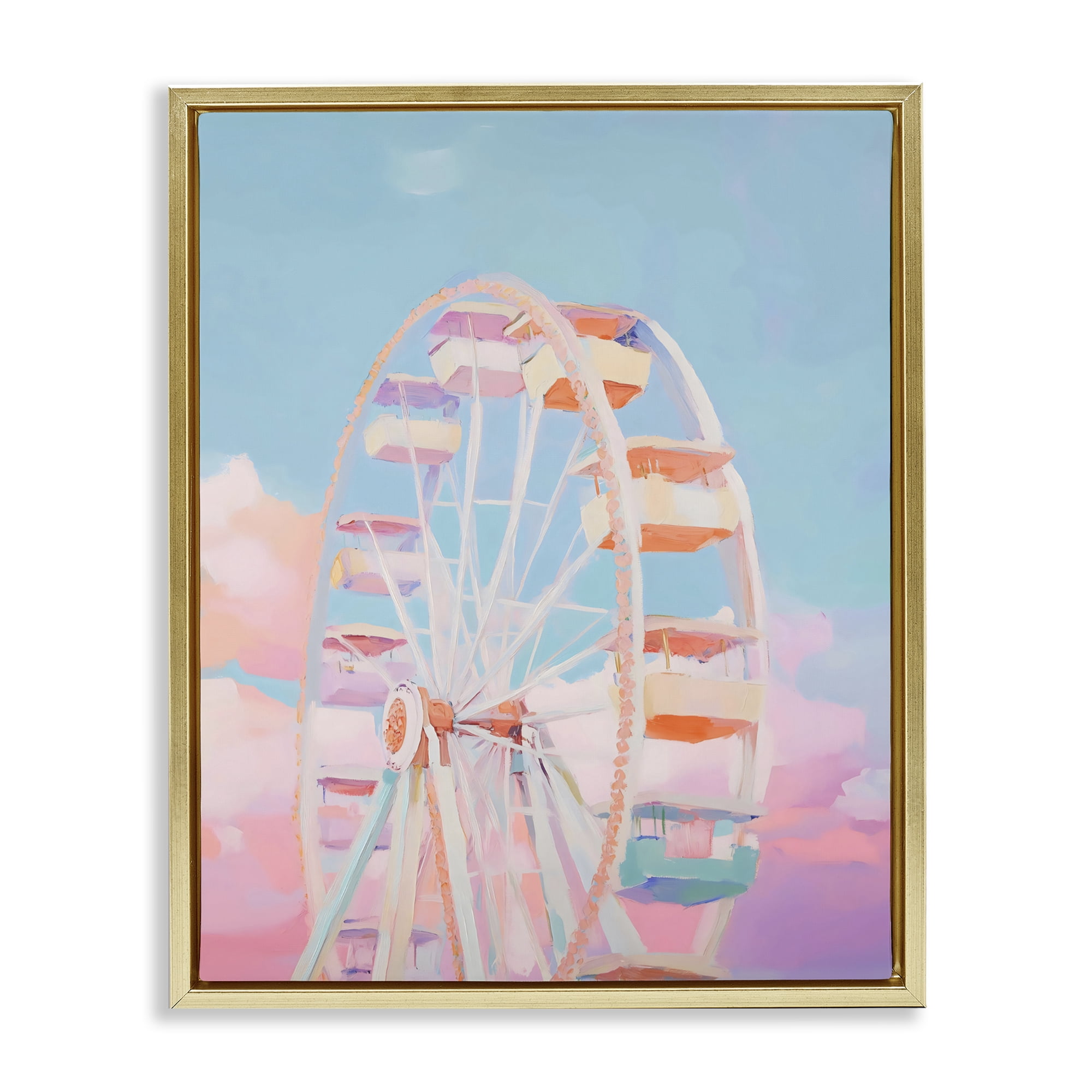 Stupell Industries Ferris Wheel & Cotton Candy Sky Gold Framed Floater Canvas Wall Art, design by The Prints Vibe