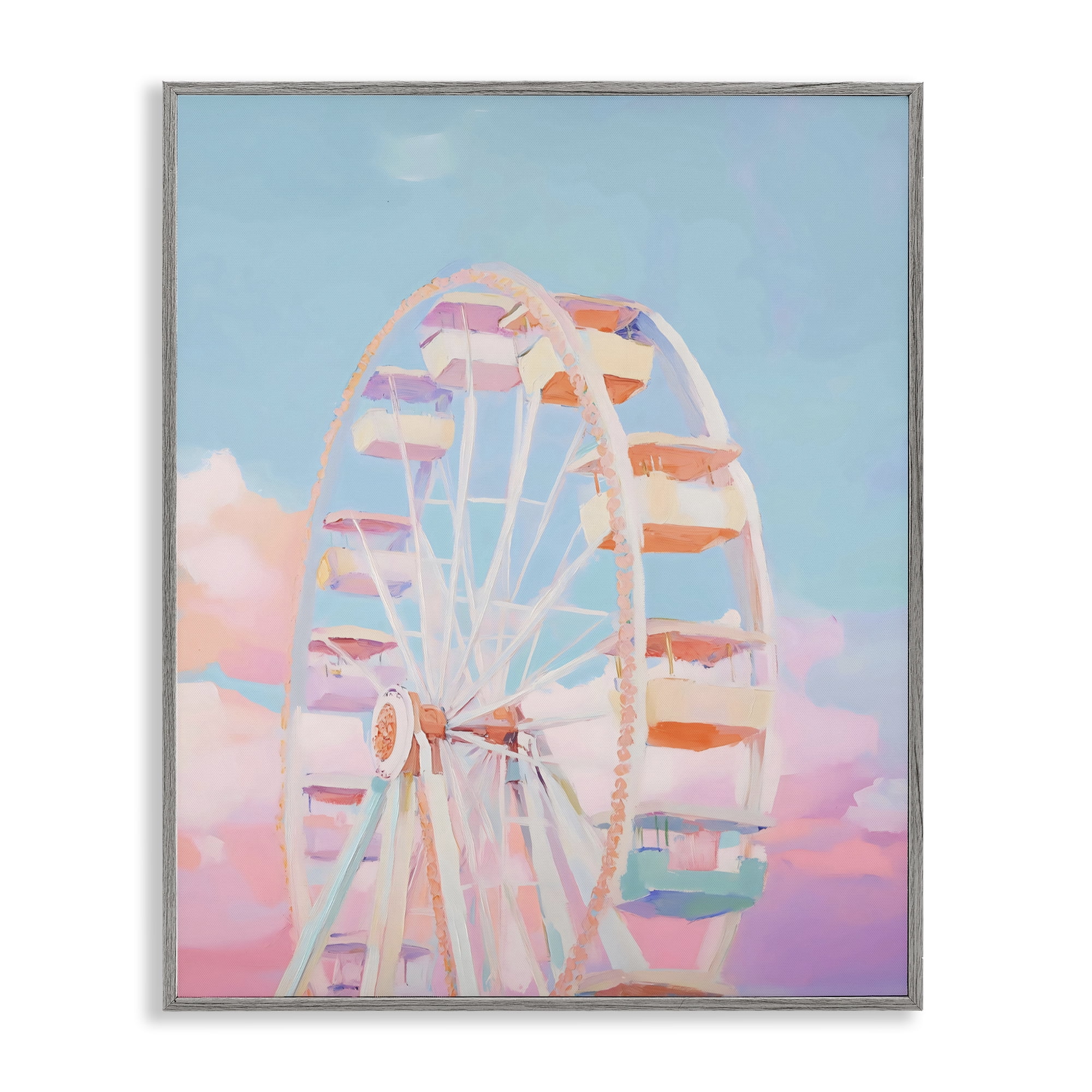 Stupell Industries Ferris Wheel & Cotton Candy Sky Gray Framed Giclee Art, design by The Prints Vibe