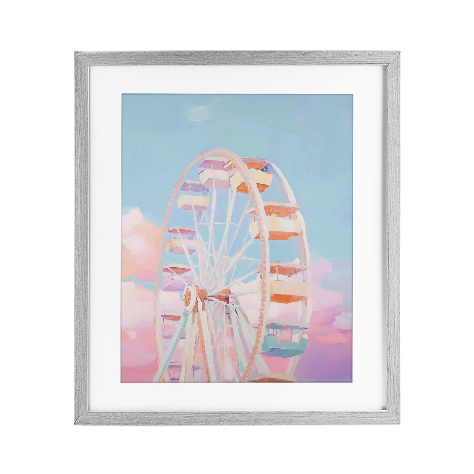 Stupell Industries Ferris Wheel & Cotton Candy Sky Gray Framed Print Under Glass, design by The Prints Vibe