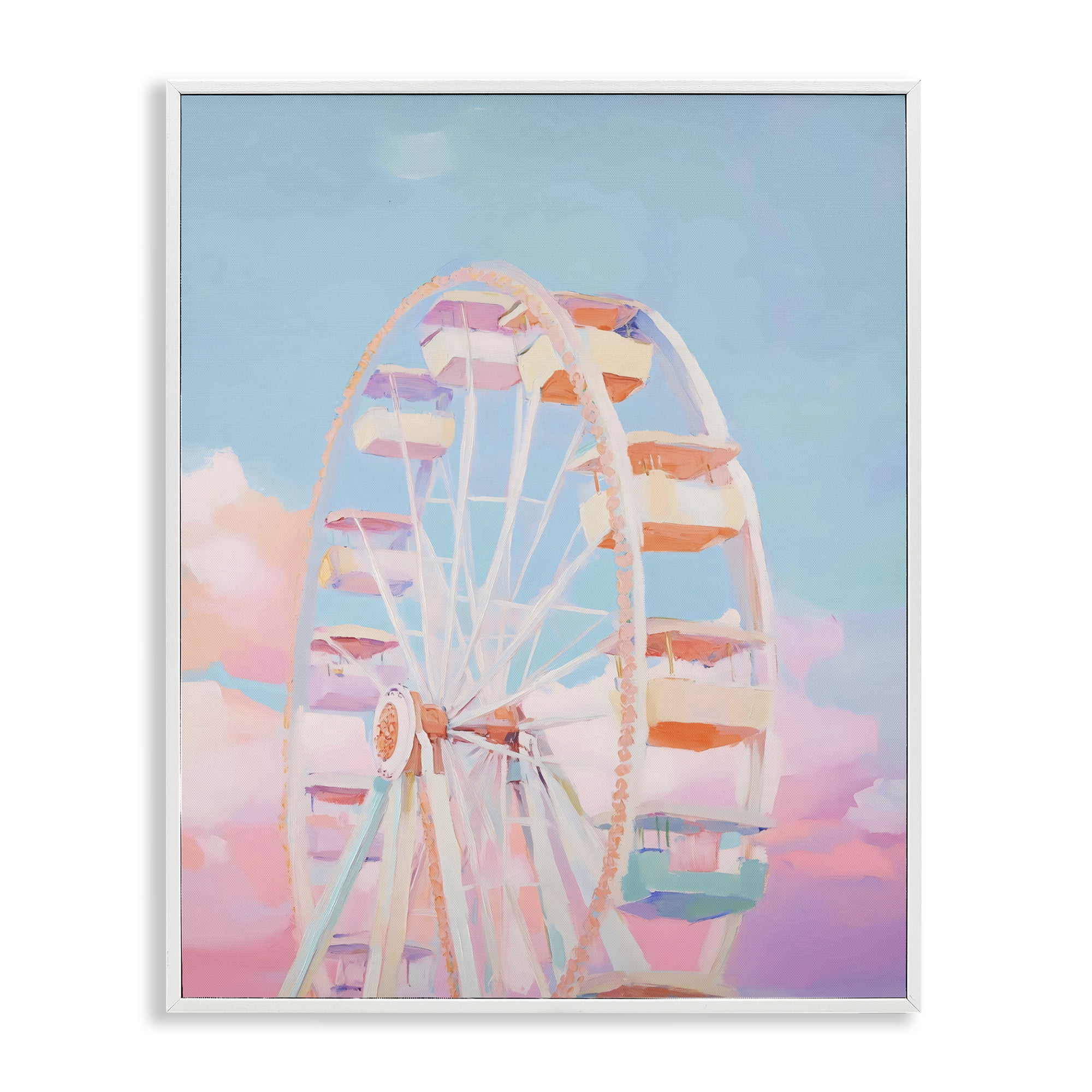 Stupell Industries Ferris Wheel & Cotton Candy Sky White Framed Giclee Art, design by The Prints Vibe