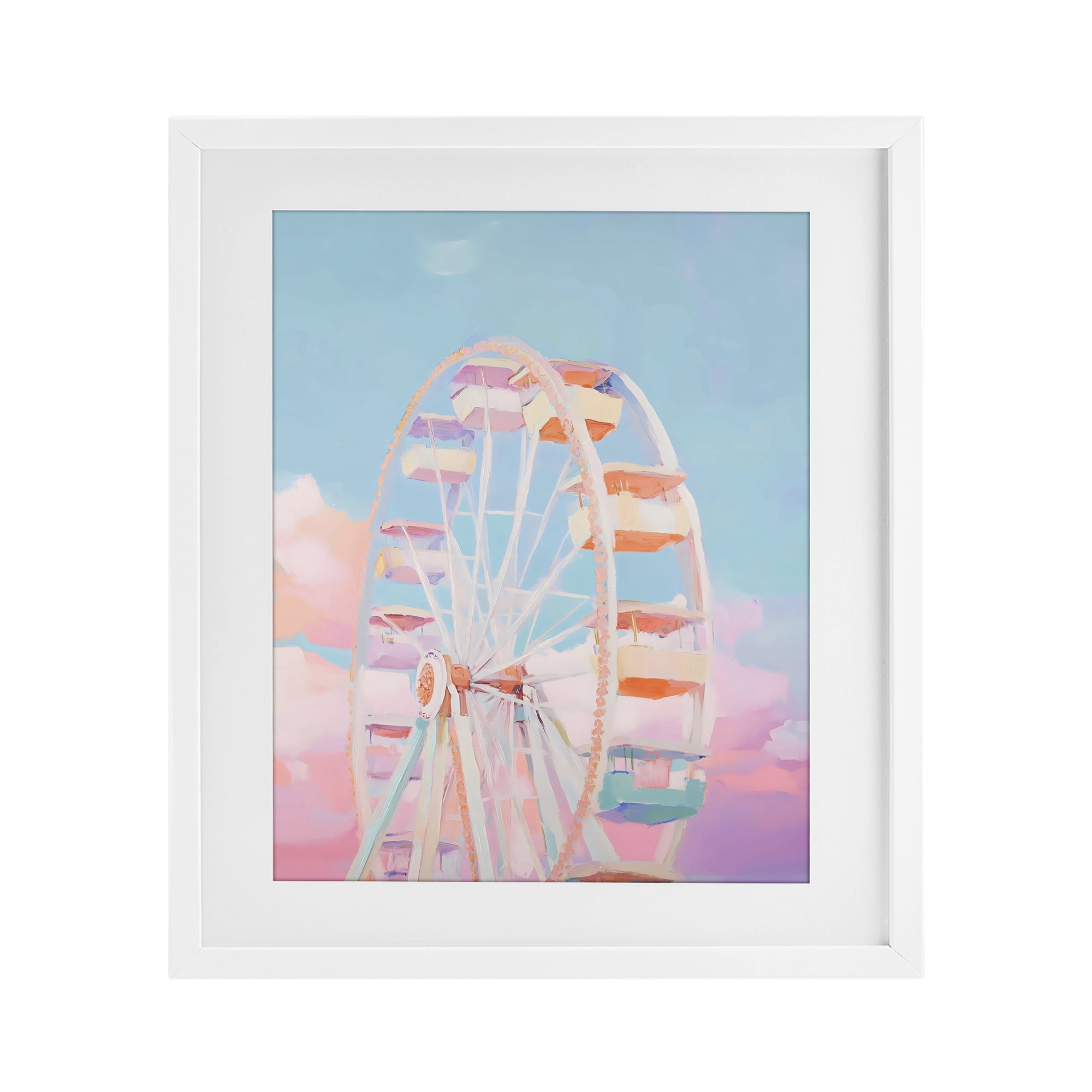 Stupell Industries Ferris Wheel & Cotton Candy Sky White Framed Print Under Glass, design by The Prints Vibe