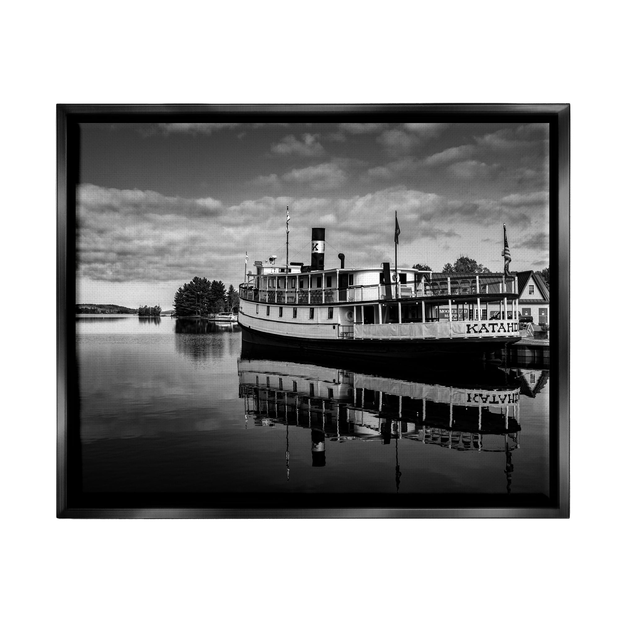 Stupell Industries Ferry Port Photography Transportation Photography Black Floater Framed Canvas Art Print Wall Art, 31 x 25