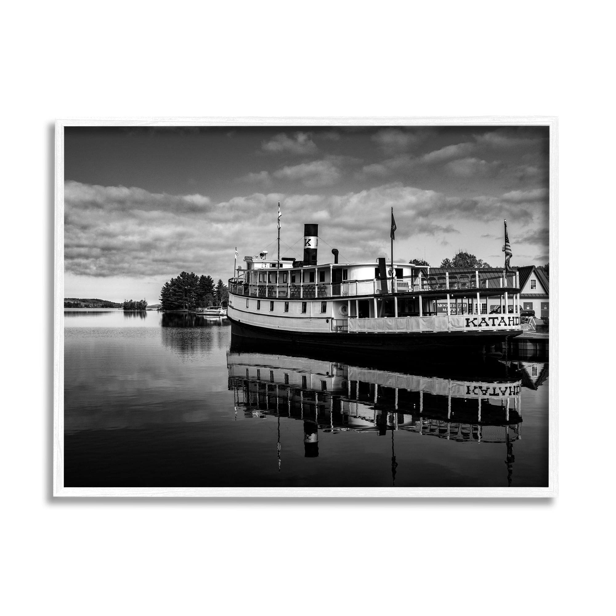 Stupell Industries Ferry Port Photography Transportation Photography White Framed Art Print Wall Art, 30 x 24