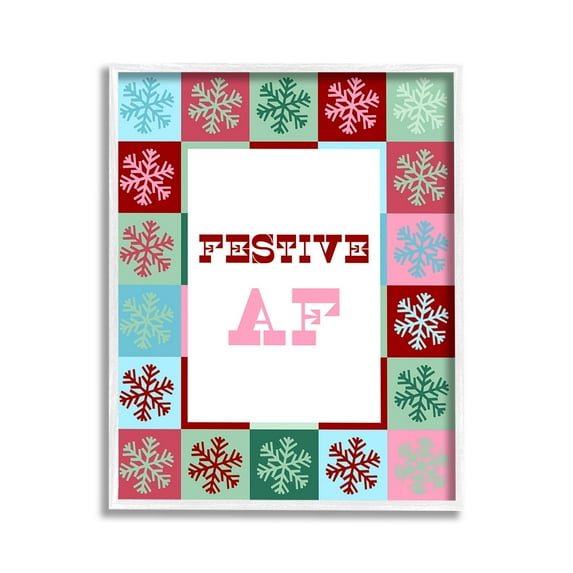 Stupell Industries Festive AF with Snowflakes Holiday Painting White Framed Art Print Wall Art, 11 x 14