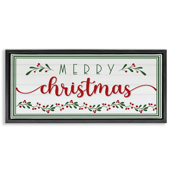 Stupell Industries Festive Christmas Phrase Holiday Painting Black Floater Framed Canvas Art Print Wall Art, 25 x 11
