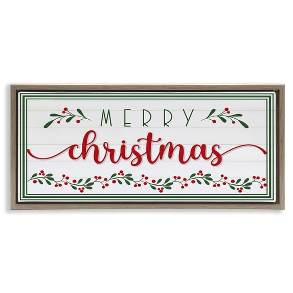 Stupell Industries Traditional Festive Christmas Phrase Brown Floating Frame Canvas Art, 31 x 14, by AE Design