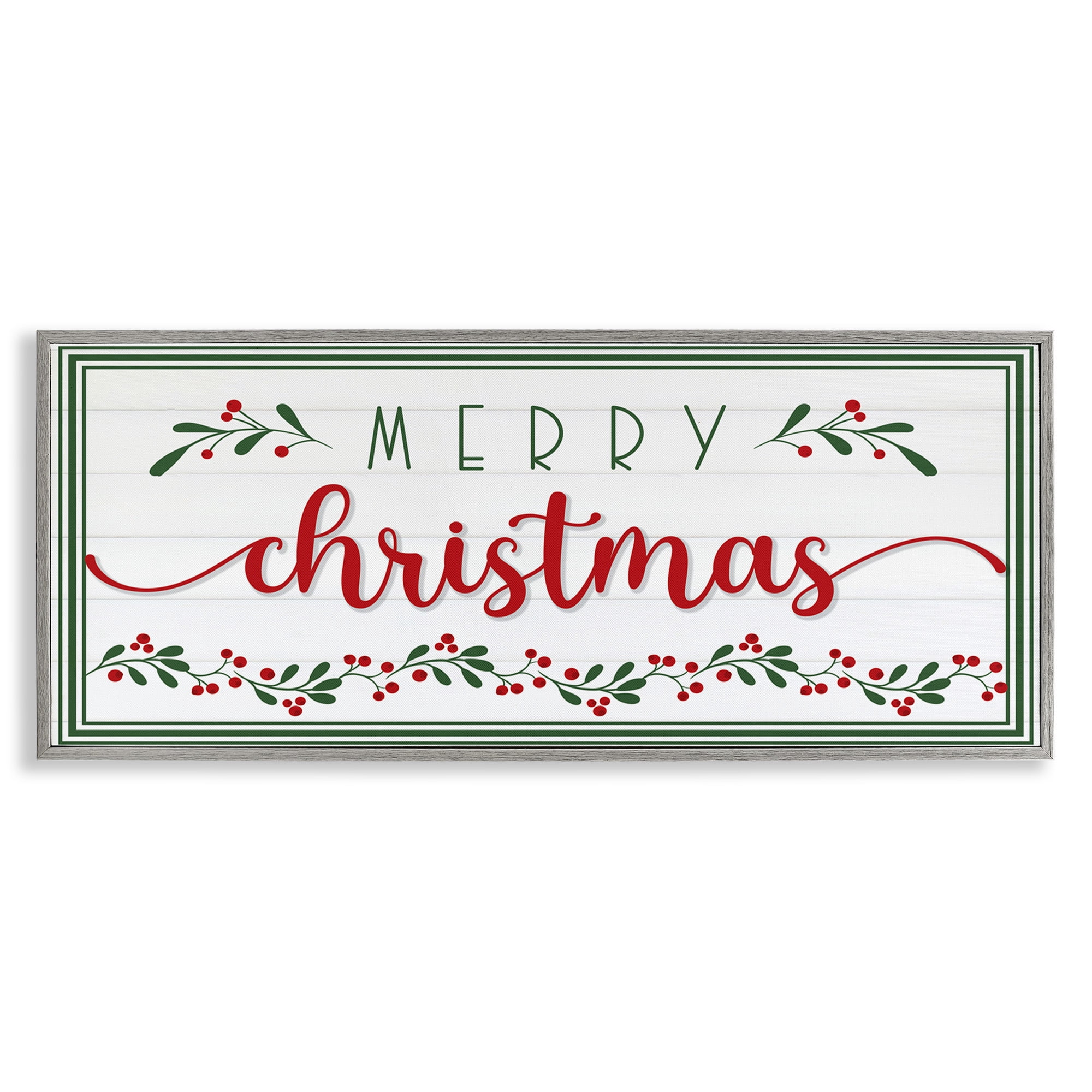 Stupell Industries Festive Christmas Phrase Holiday Painting Gray Framed Art Print Wall Art, 24 x 10