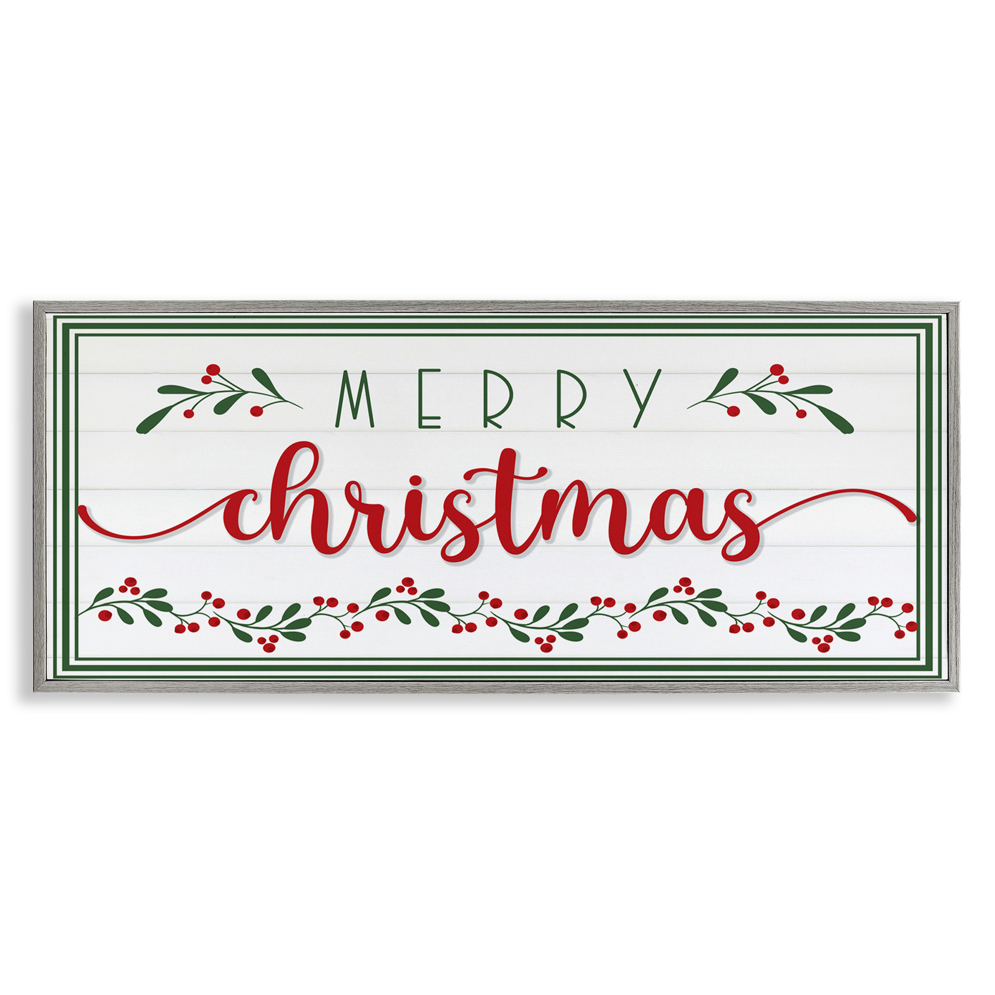 Stupell Industries Festive Christmas Phrase Holiday Painting Gray Framed Art Print Wall Art, 30 x 13