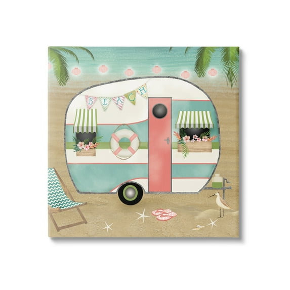 Stupell Industries Festive Country Trailer Beach Chair Starfish Sandals,24 x 24, Design by Beth Albert