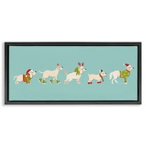 Stupell Industries Festive Dog Breeds Holiday Painting Black Floater Framed Canvas Art Prints Wall Art, 25 x 11